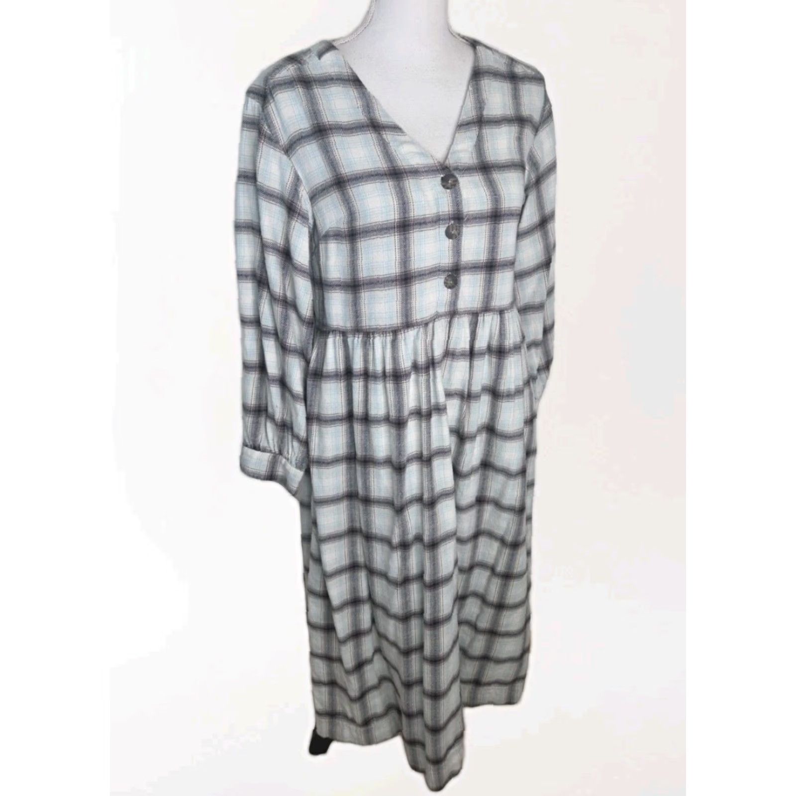 Madewell Madewell Flannel Button-Front Midi Dress Women XS 2 Cream Shirt Dress Size XS / US 0-2 / IT 36-38 - 3 Thumbnail
