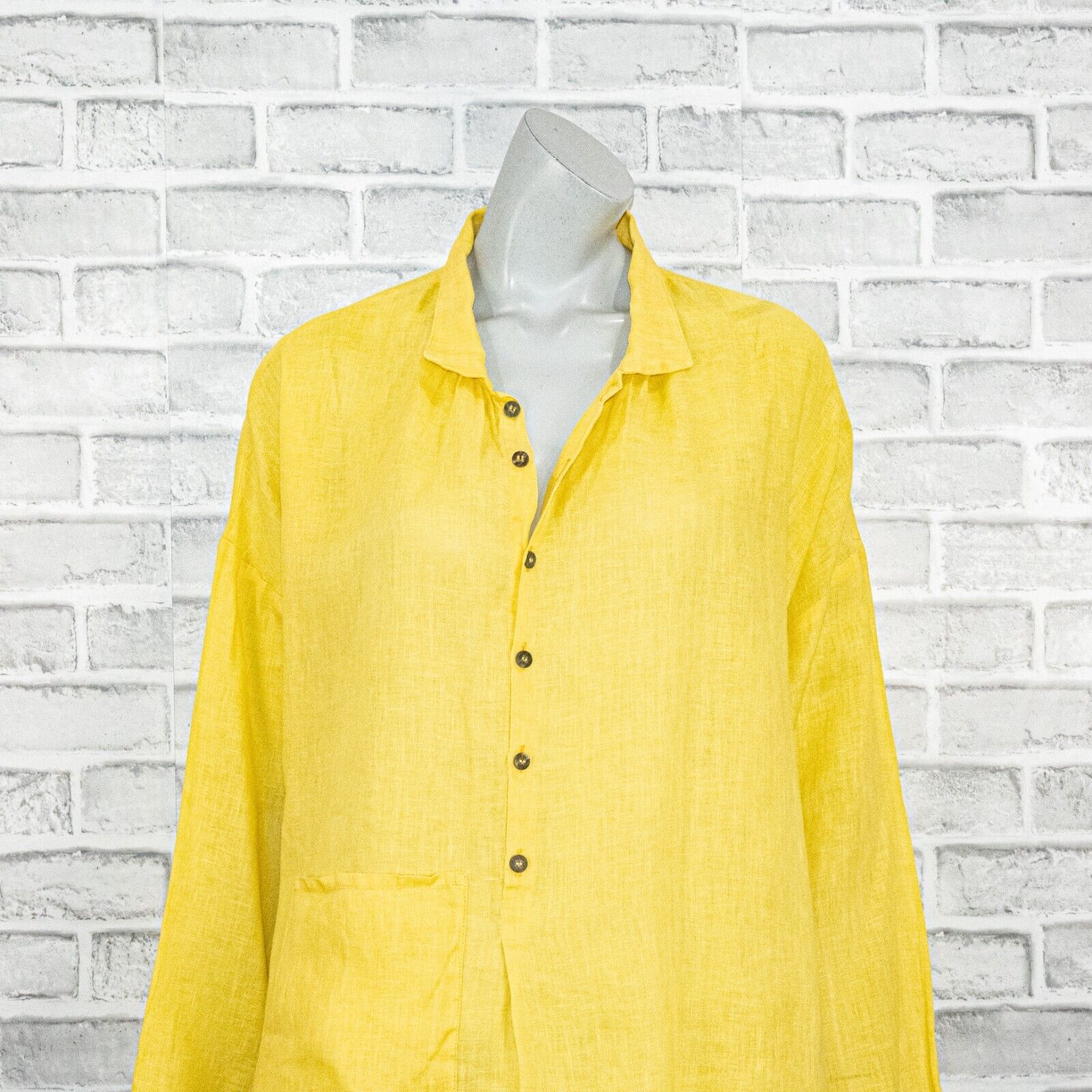 eskandar Eskandar Women's 100% Linen Boxy oversize 1/2 button Blouse Size ONE SIZE - 11 Thumbnail
