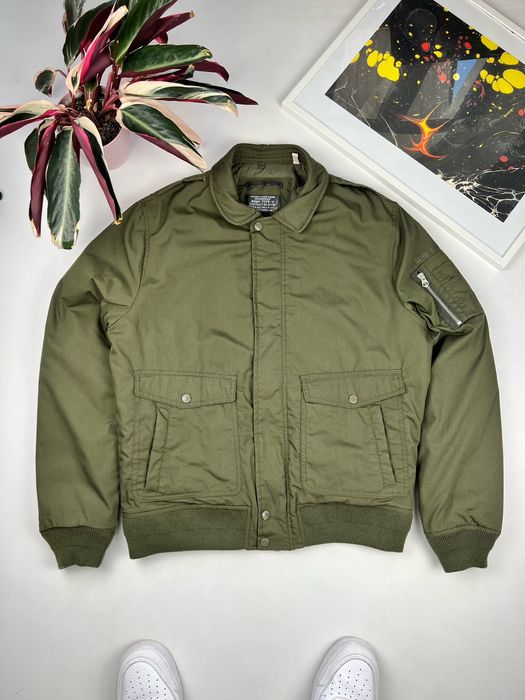 SCHOTT ARMY TYPE-U Military Flight Jacket, Men's Size XL cotton navy blue type Vintage Second Hand