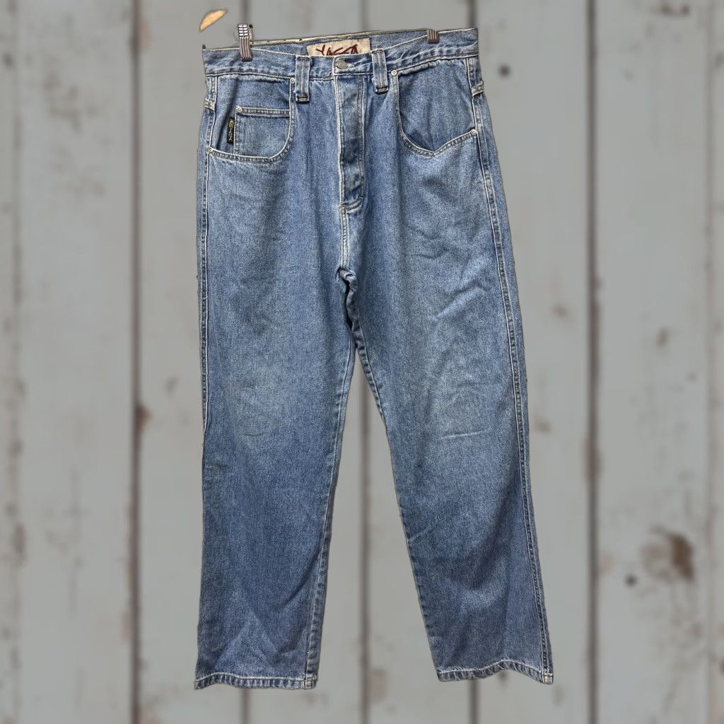 Denime VINTAGE Yaga Jeans Denim 32x33 Button Fly Mens USA Made Blue Straight 33 Inseam Size US 32 / EU 48 - 1 Thumbnail