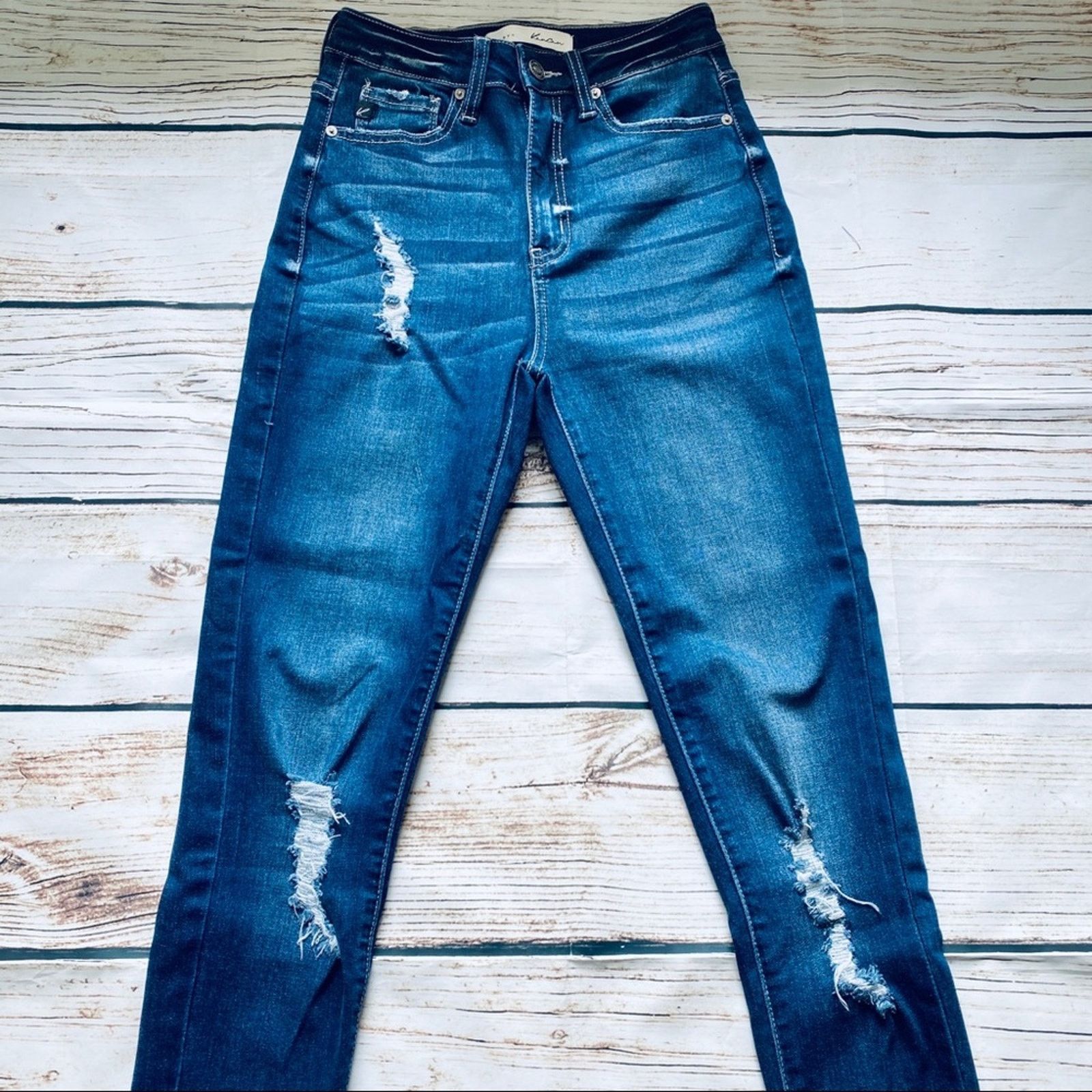 Other NEW Boutique KanCan Curvy 3/25 Dark Distressed Stretch Jeans Size 25" / US 0 / IT 36 - 5 Thumbnail