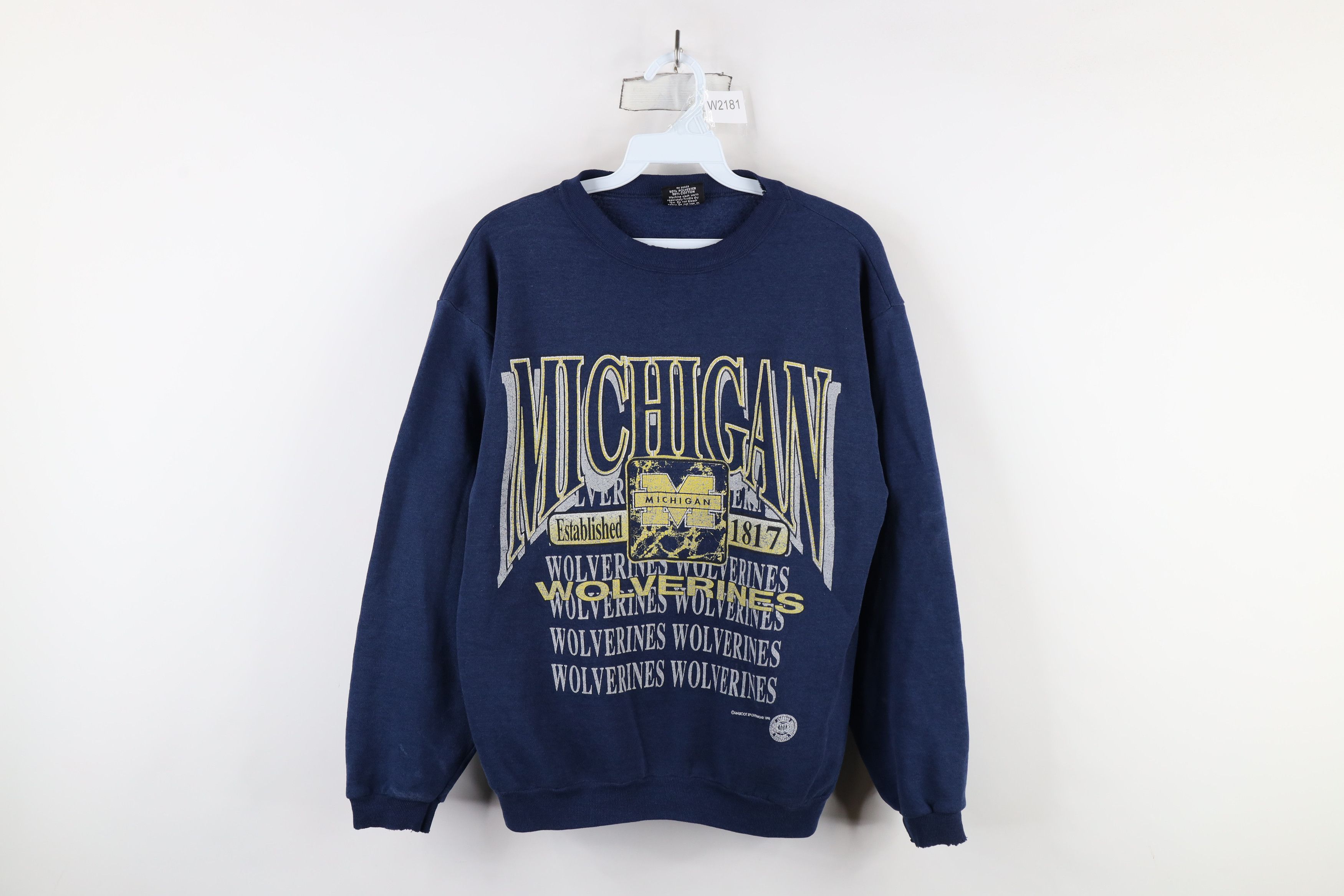 Vintage Vintage 90s Spell Out University of Michigan Sweatshirt USA Size US M / EU 48-50 / 2 - 1 Thumbnail