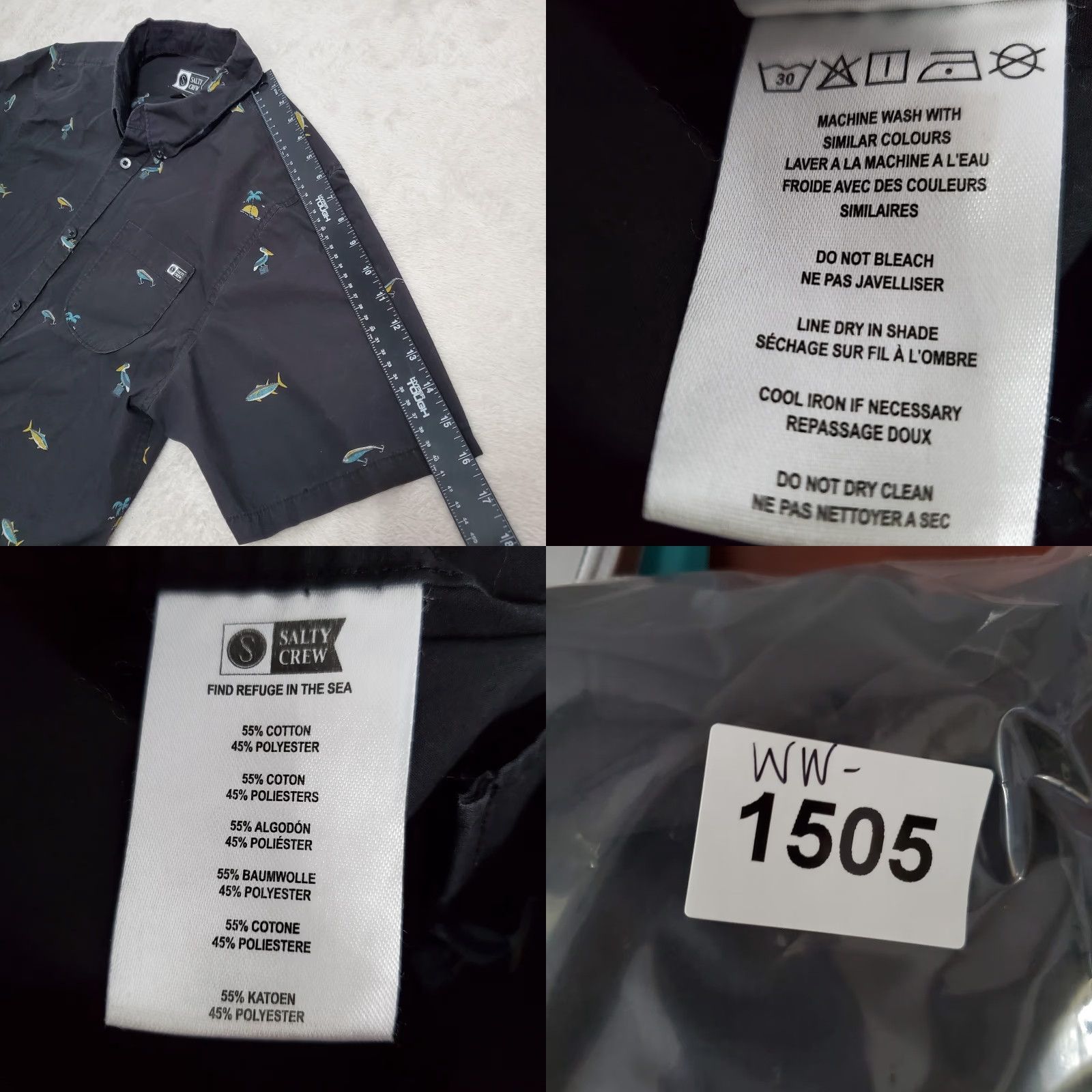 Vintage Salty Crew Shirt Mens L Black Pelican Print Button Up Short Sleeve Collared Camp Fish Outdoor Size US L / EU 52-54 / 3 - 8 Thumbnail