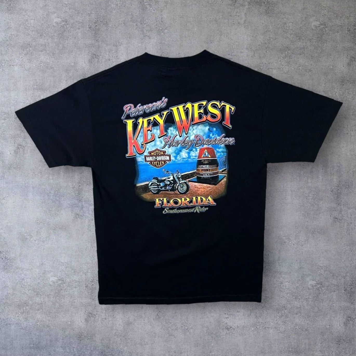 Harley Davidson Harley-Davidson Motorcycles (2015) "Key West Florida" USA Black T-Shirt Medium Mens Graphic Print Front Back Size US M / EU 48-50 / 2 - 2 Thumbnail