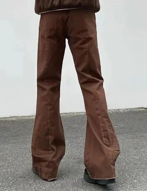 Japanese Brand Fashion Vintage Brown Baggy Men Cargo Flare Jean Size US 36 / EU 52 - 2 Thumbnail