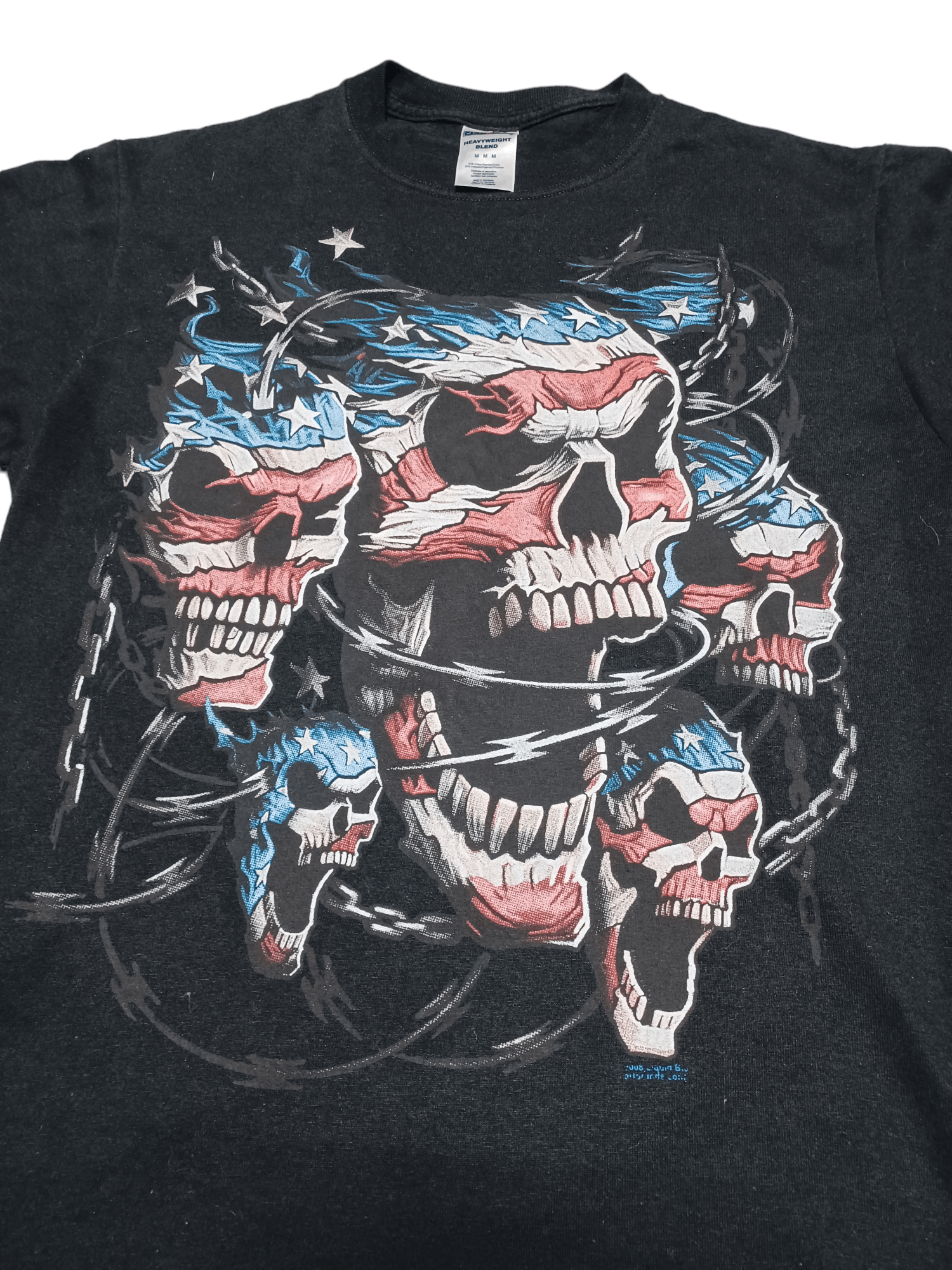 Jerzees 2008 VINTAGE JERZEES SKULLS AMERICAN FLAG BANNER TEE Size US M / EU 48-50 / 2 - 2 Thumbnail