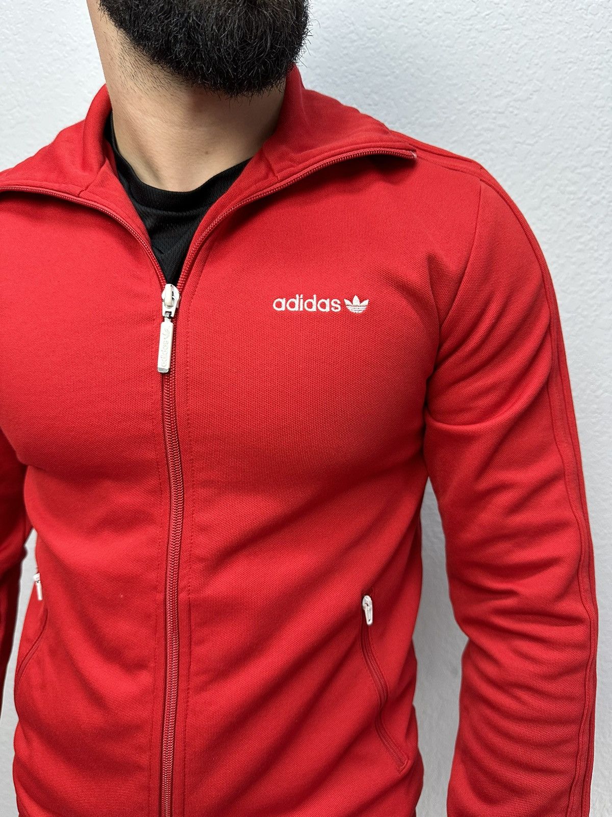 Adidas × Vintage Vintage Adidas Blokecore Track Jacket Red Big Logo Y2K Size US S / EU 44-46 / 1 - 2 Thumbnail