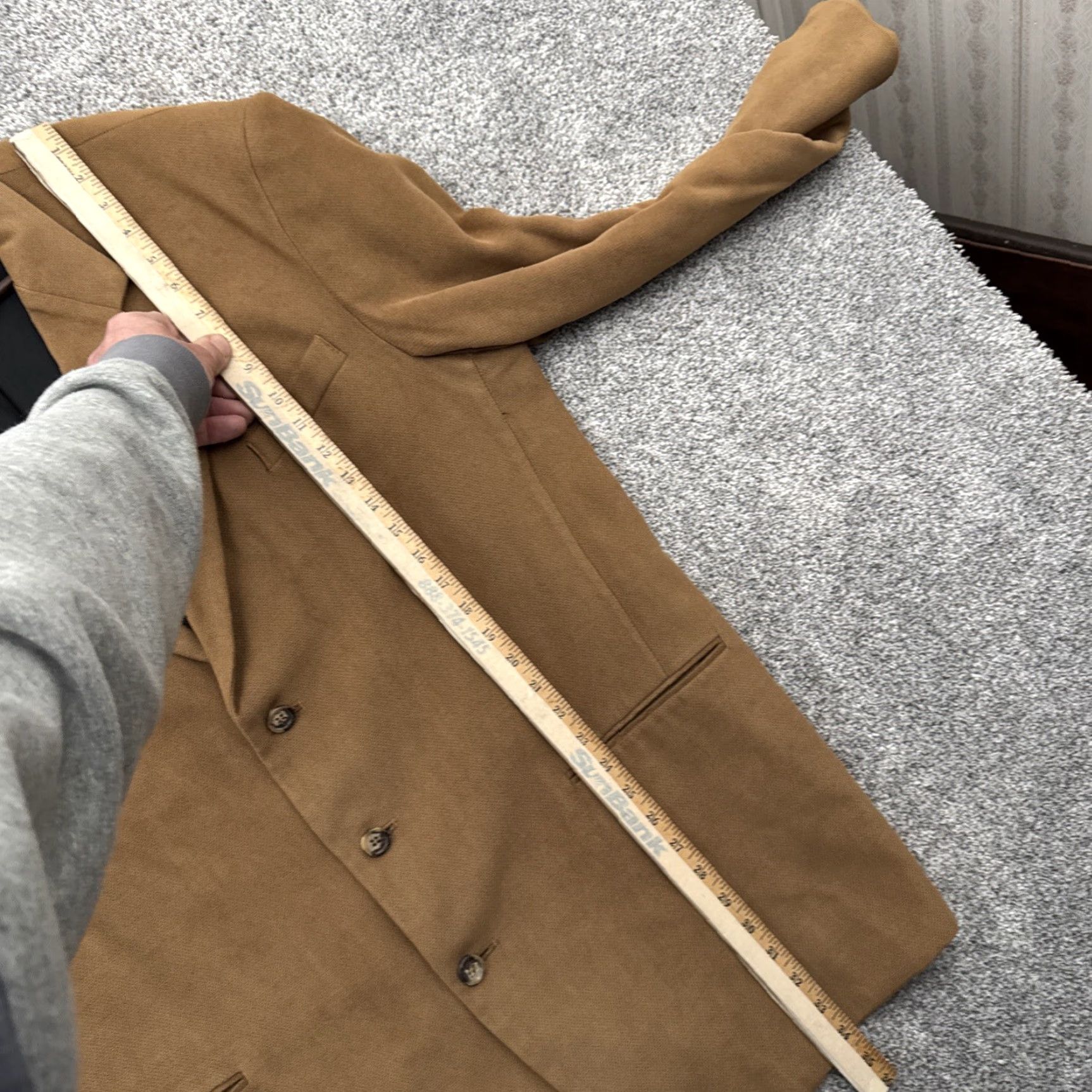 Vintage VINTAGE Carlo Stella Suit Coat Mens 44L Regular Notch Lapel Three-Button Single-Breasted Brown City Preppy Office Dapper Professional Men Size 44R - 3 Thumbnail