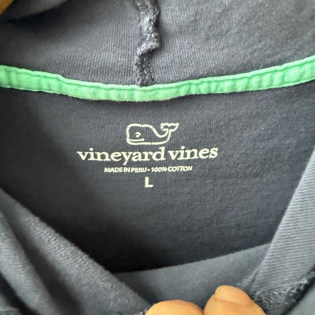 Vineyard Vines Vineyard Vines Dark Blue Tshirt Weight Cotton Hoodie Blue Wh Size US L / EU 52-54 / 3 - 5 Thumbnail