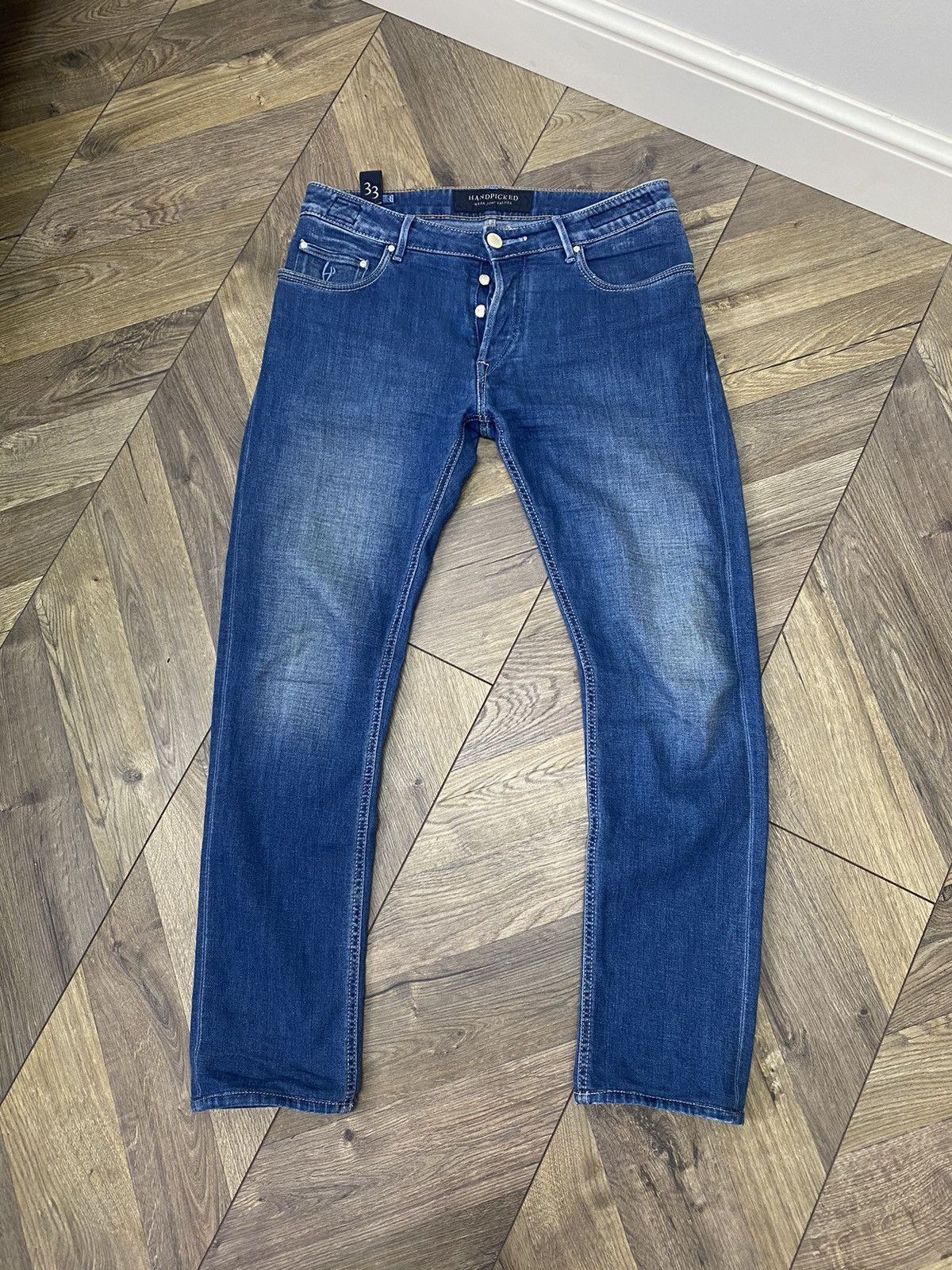 Designer × Vintage Vintage Handpicked Tapered Fit Denim Jeans Size US 33 - 5 Thumbnail