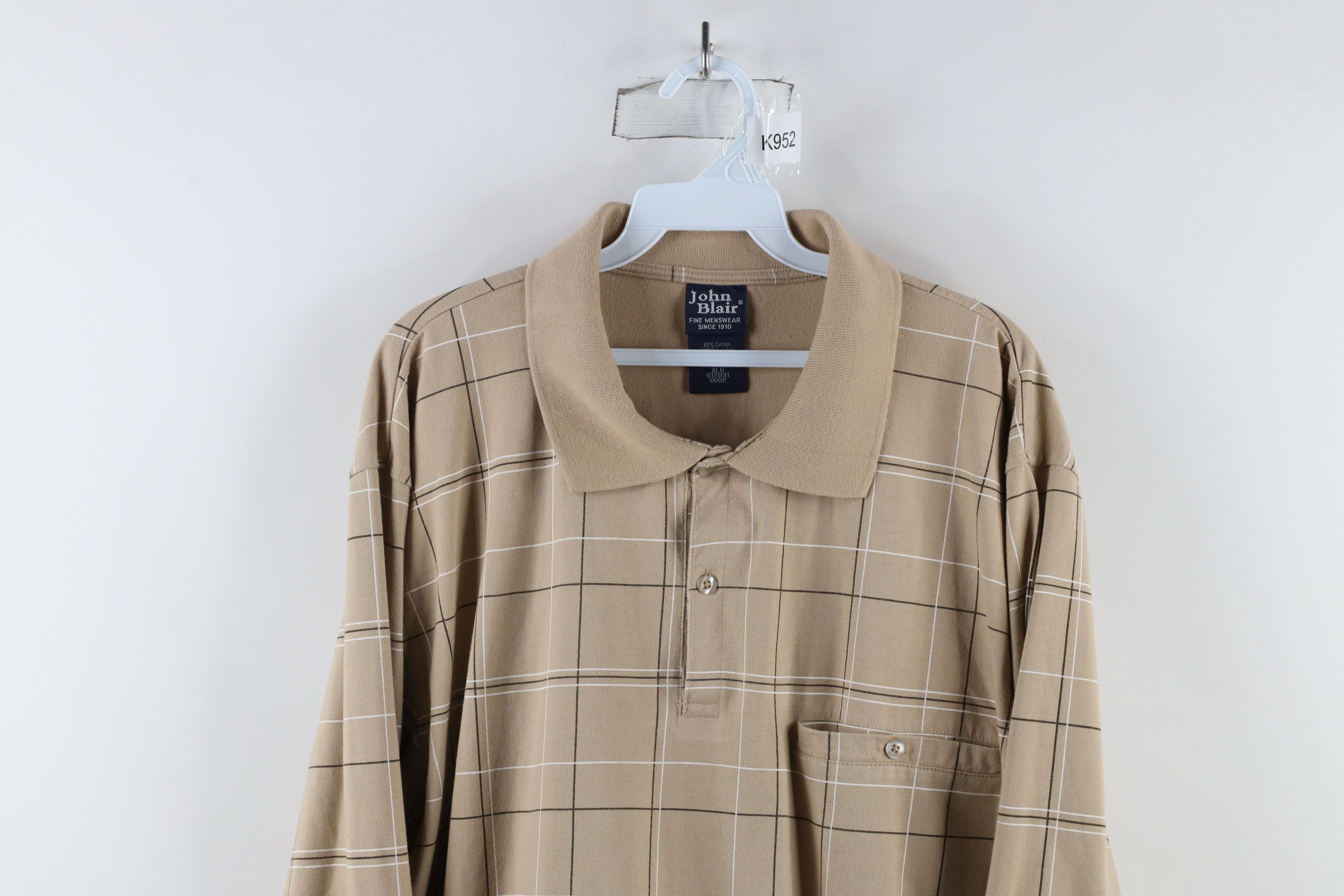 Vintage Vintage 90s Streetwear Pullover Long Sleeve Polo Shirt Beige Size US XL / EU 56 / 4 - 2 Thumbnail