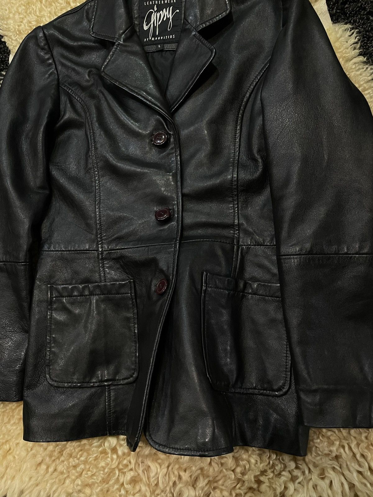 Gypsy Vintage Archive Gipsy leather coat blazer Jacket YK2 Size L / US 10 / IT 46 - 8 Thumbnail