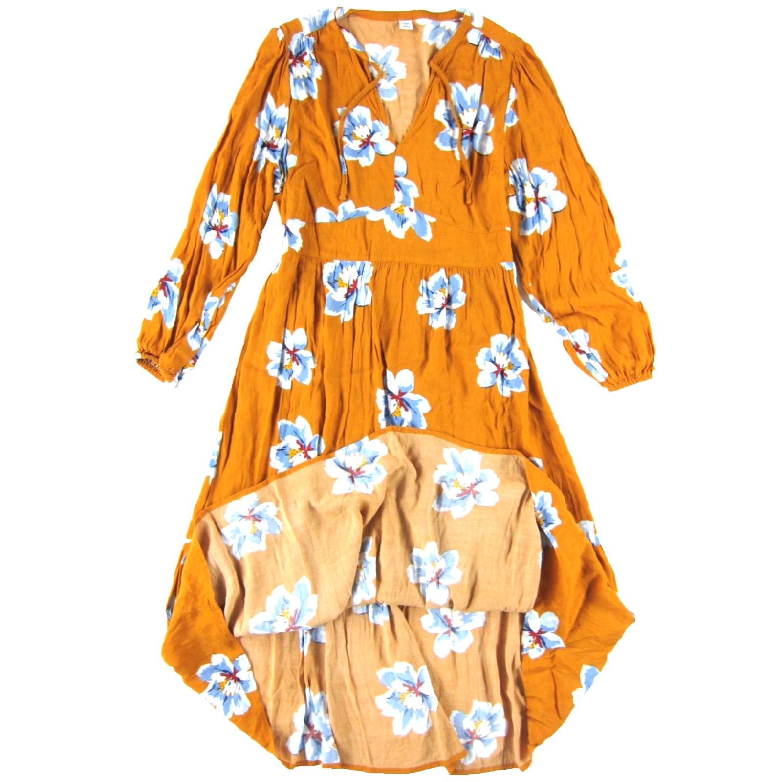 Old Navy VINTAGE Old Navy Orange Blue White Floral Rayon Long Sleeve Tiered Maxi Dress Med Size M / US 6-8 / IT 42-44 - 5 Thumbnail