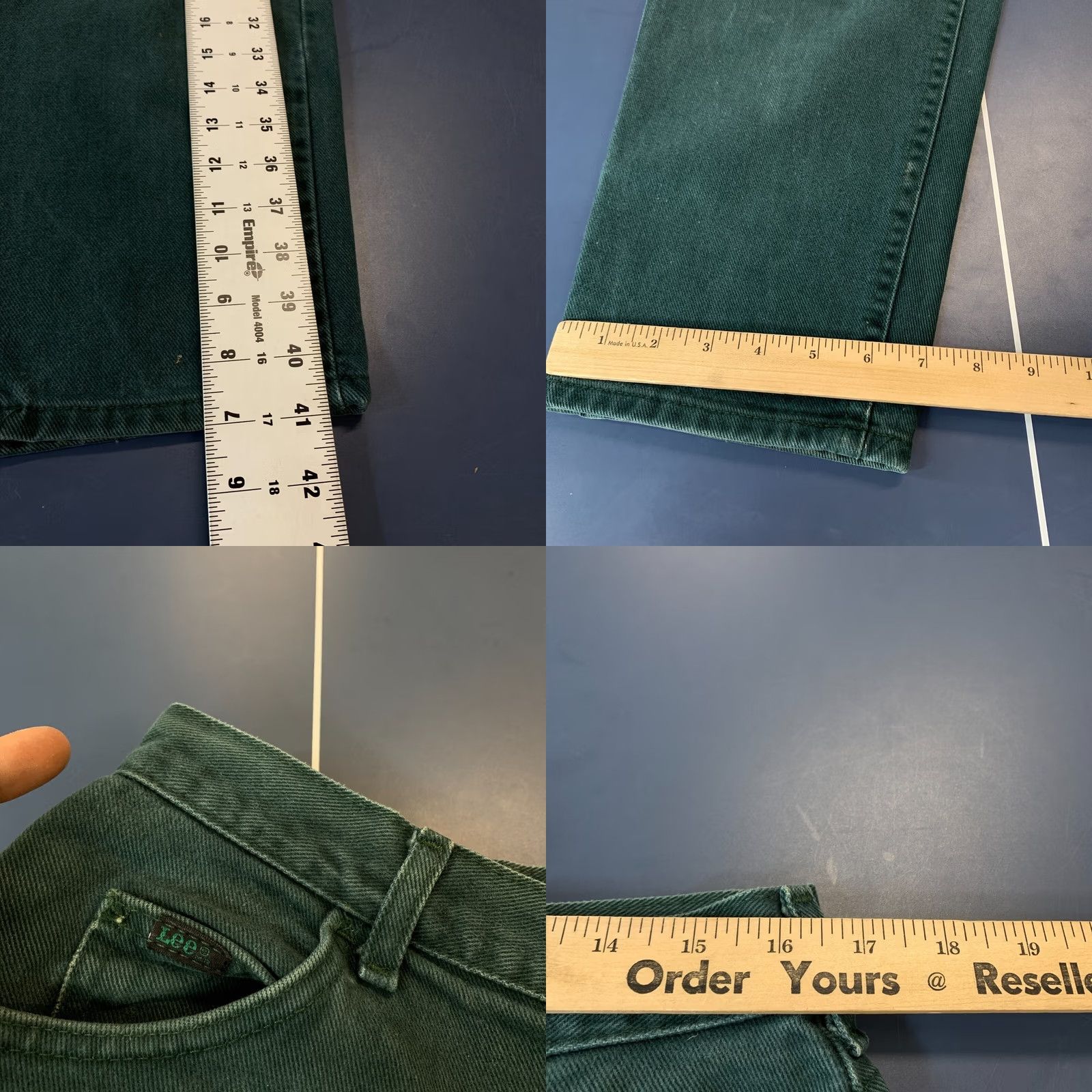 Lee VINTAGE Lee Jeans Womens 16 Green 90s Tapered Denim SIze Fits 32x29 Made USA Size 38" / US 16 / IT 52 - 10 Thumbnail