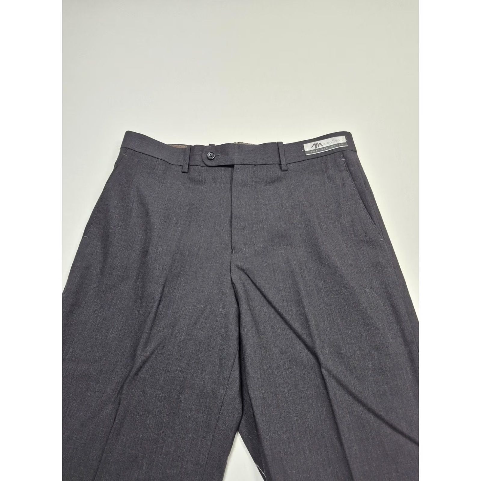 Vintage Montefino Mondo KELLY-A OP Dress Pants Mens 34x36 Gray Wool Super 120s Flat Front Unhemmed"} Size US 34 / EU 50 - 2 Thumbnail