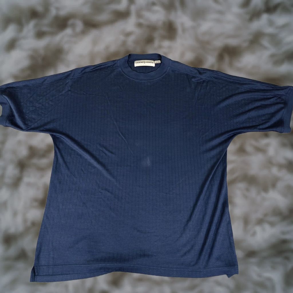 Vintage Jhane Barnes Shirt Mens Large Blue Silk Textured Knit Pullover Dressy Size US L / EU 52-54 / 3 - 1 Thumbnail
