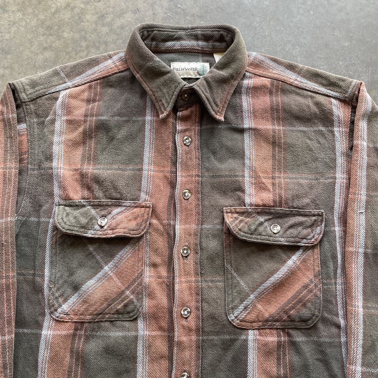 Fieldmaster × Vintage Vintage 90s Brown Green Plaid Flannel Button Up Grunge Size US L / EU 52-54 / 3 - 2 Thumbnail
