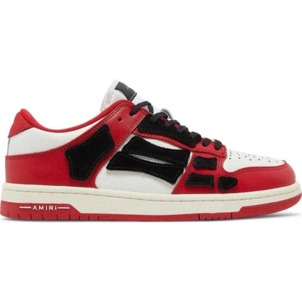 image of Amiri Skel Skeleton Low-Top Leather Sneakers 48 Us 15 Mens in Red