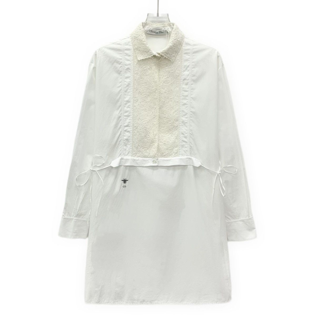 Dior Dior White Lace Long-Sleeved Shirt-style Dress Size XXS / US 00 / IT 34 - 1 Thumbnail