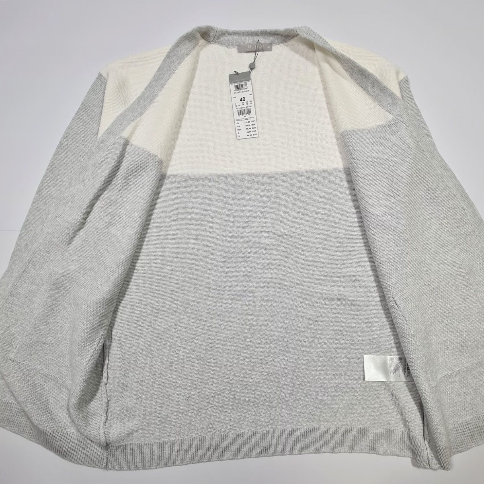 CO Betty & Co Womens Cardigan Grey 14 UK Open Front Knit Cotton Logo Jumper Cardigan Long Sleeve V-Neck Seasonal Breathable Regular Fit Womens Size XL / US 12-14 / IT 48-50 - 5 Thumbnail