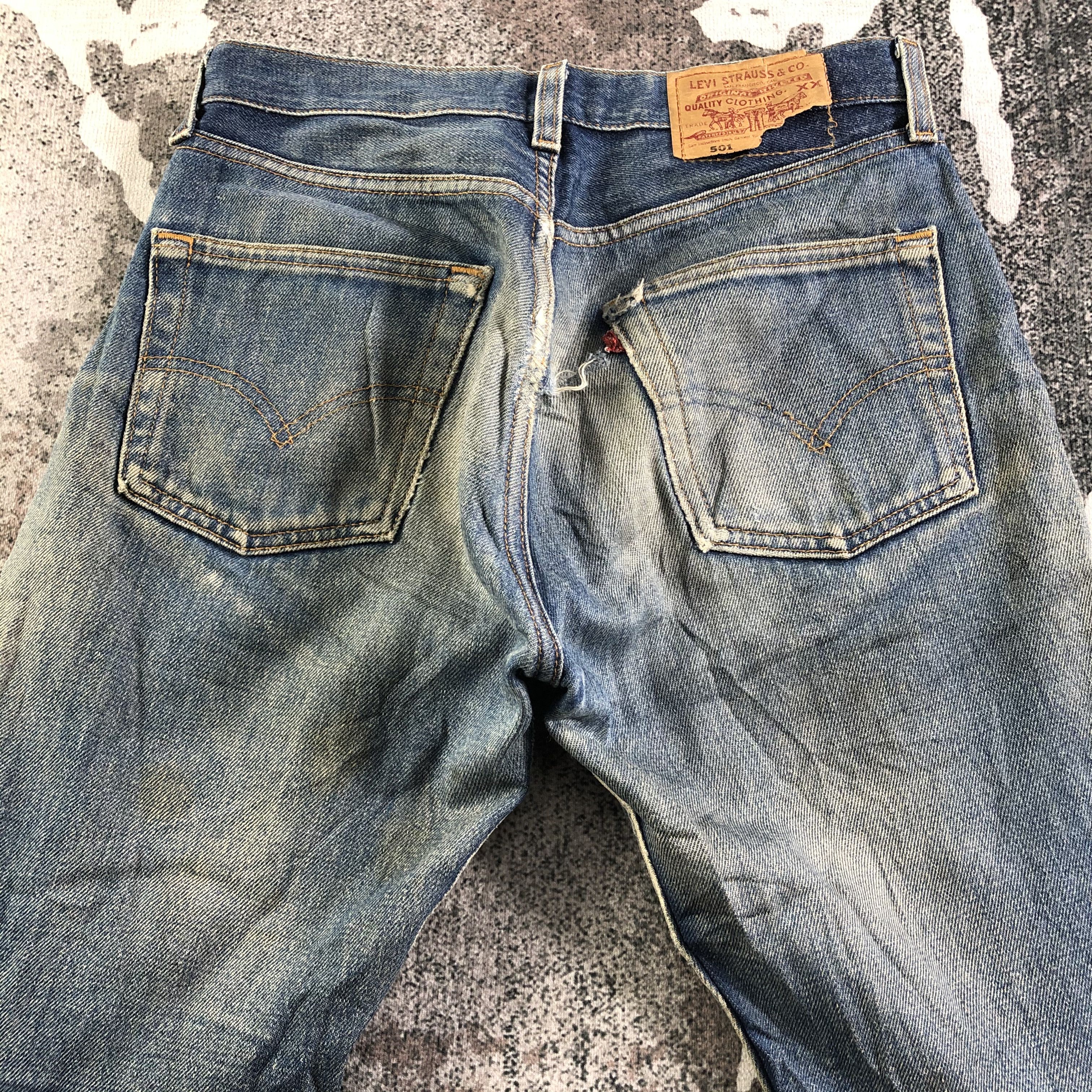 Levi's Vintage 90s Levis 501 Jeans Rusty Wash Denim KJ3013 Size US 28 / EU 44 - 4 Thumbnail