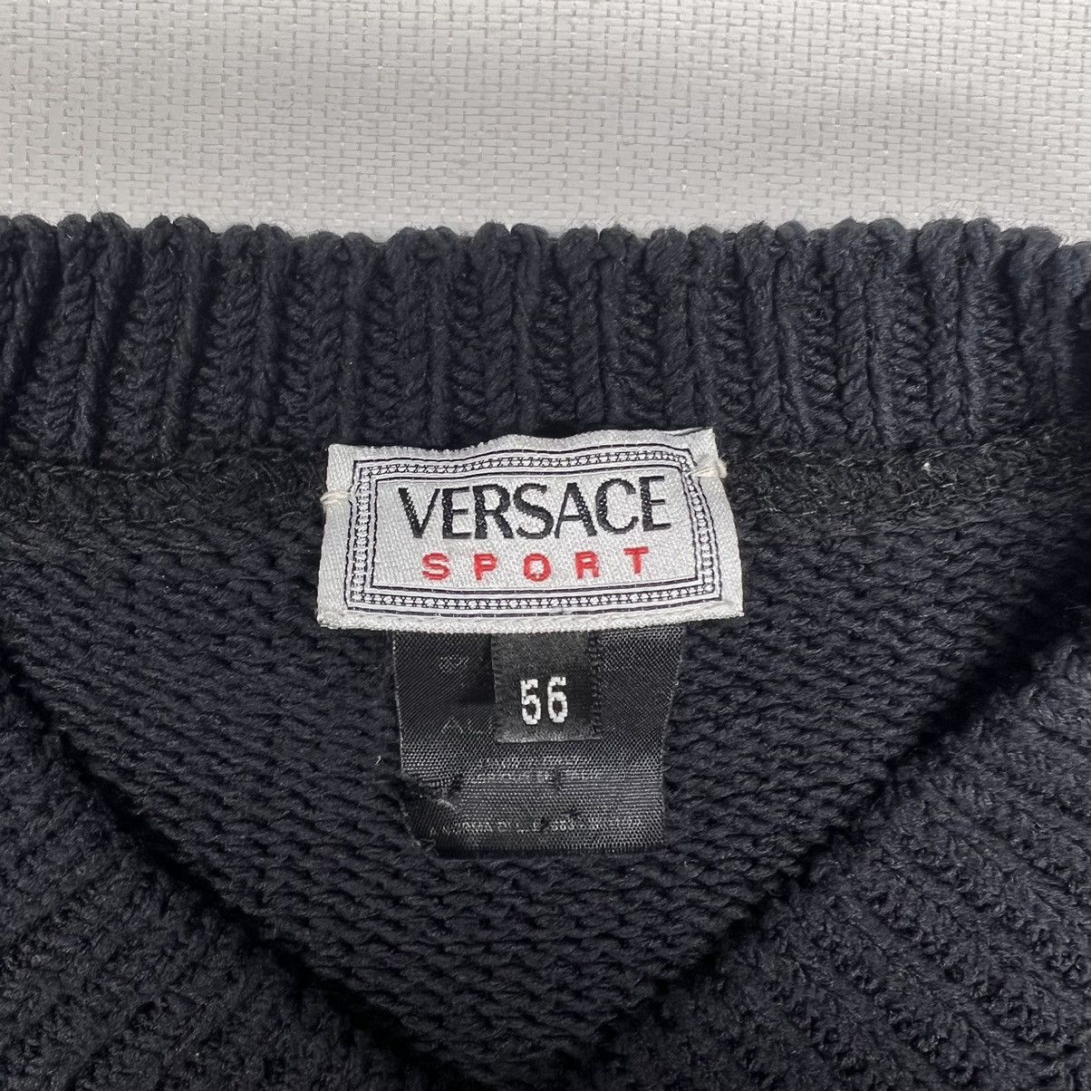 Versace × Vintage VTG Versace Sport Sweater Black Knit Alias V Neck Pullover Size US XL / EU 56 / 4 - 4 Thumbnail