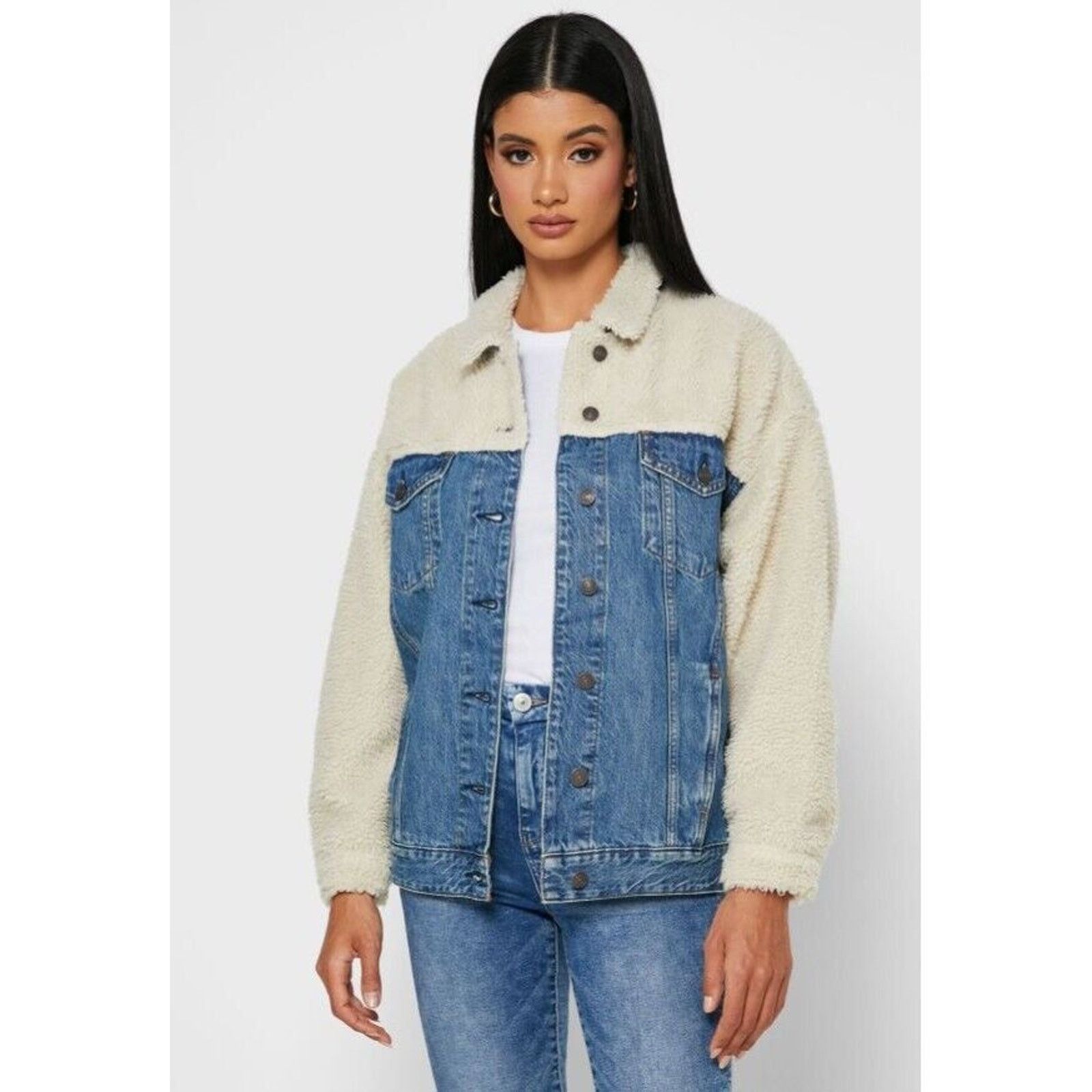 American Eagle Outfitters American Eagle Womens Denim Jacket Faux Sherpa Sz M Western Size M / US 6-8 / IT 42-44 - 1 Thumbnail