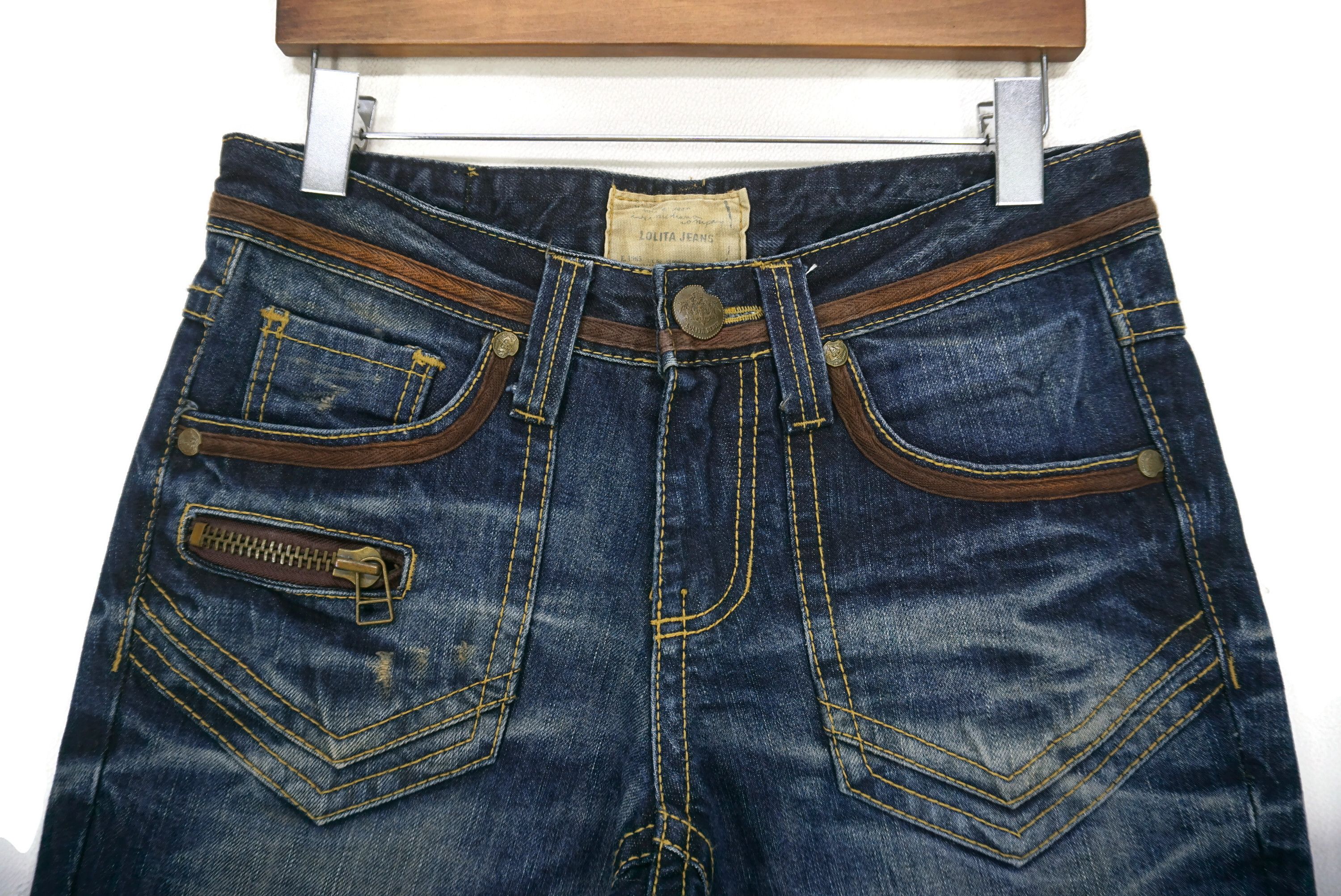 Japanese Brand LOLITA Jeans Size 29 fit W32xL33.5 Multi Zipper Baker Denim Size 29" - 3 Thumbnail