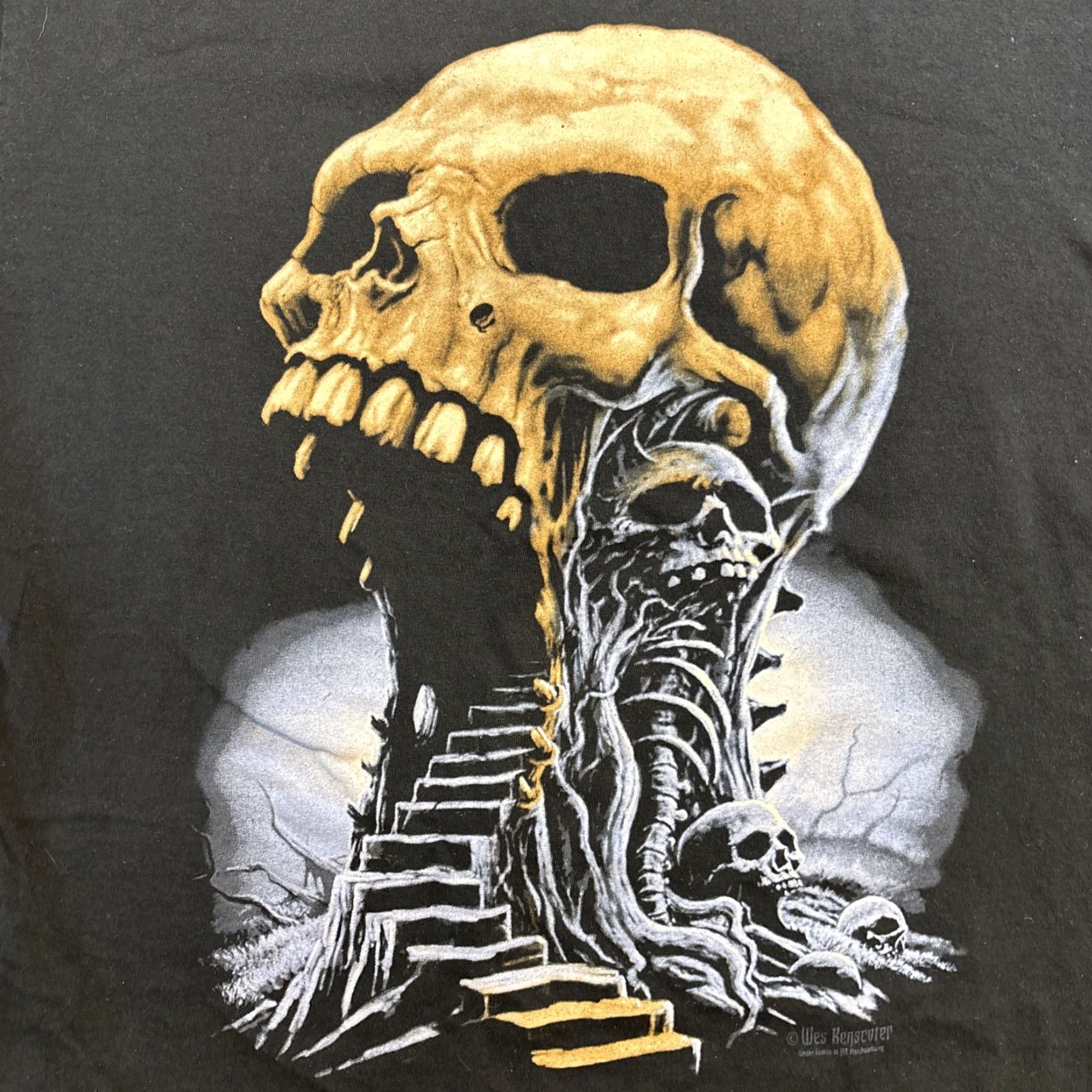 Anvil VINTAGE Wes Benscoter Horror Skull Grim Reaper Anvil Large L T-Shirt Black Mens Shirt Size US L / EU 52-54 / 3 - 2 Thumbnail