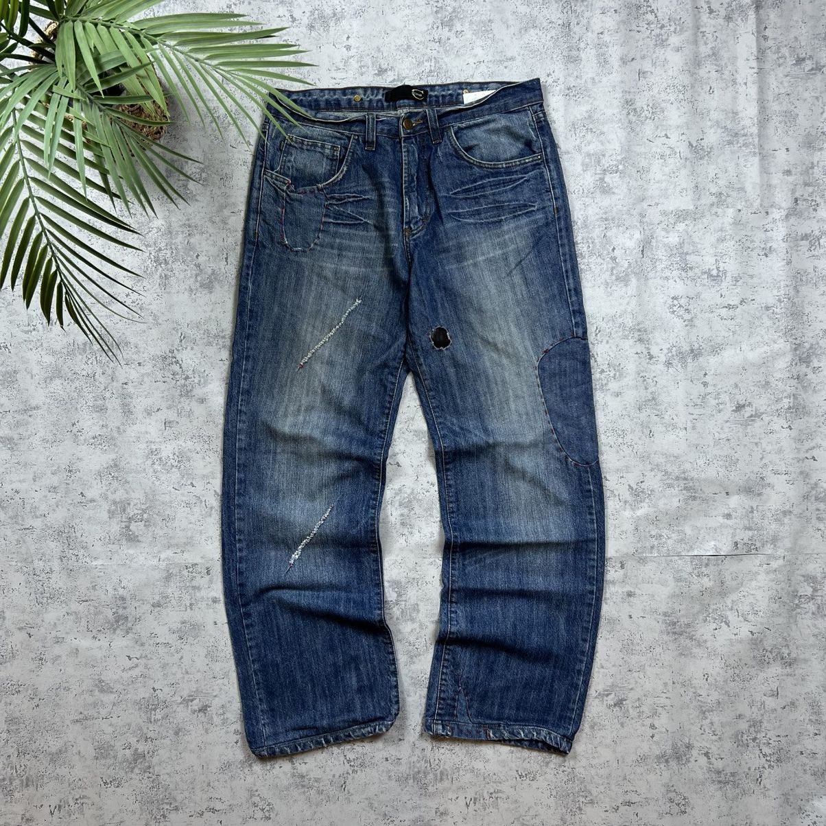Just Cavalli 00s Just Cavalli Vintage Y2K Distressed Baggy Glamour Jeans Size US 32 / EU 48 - 2 Thumbnail