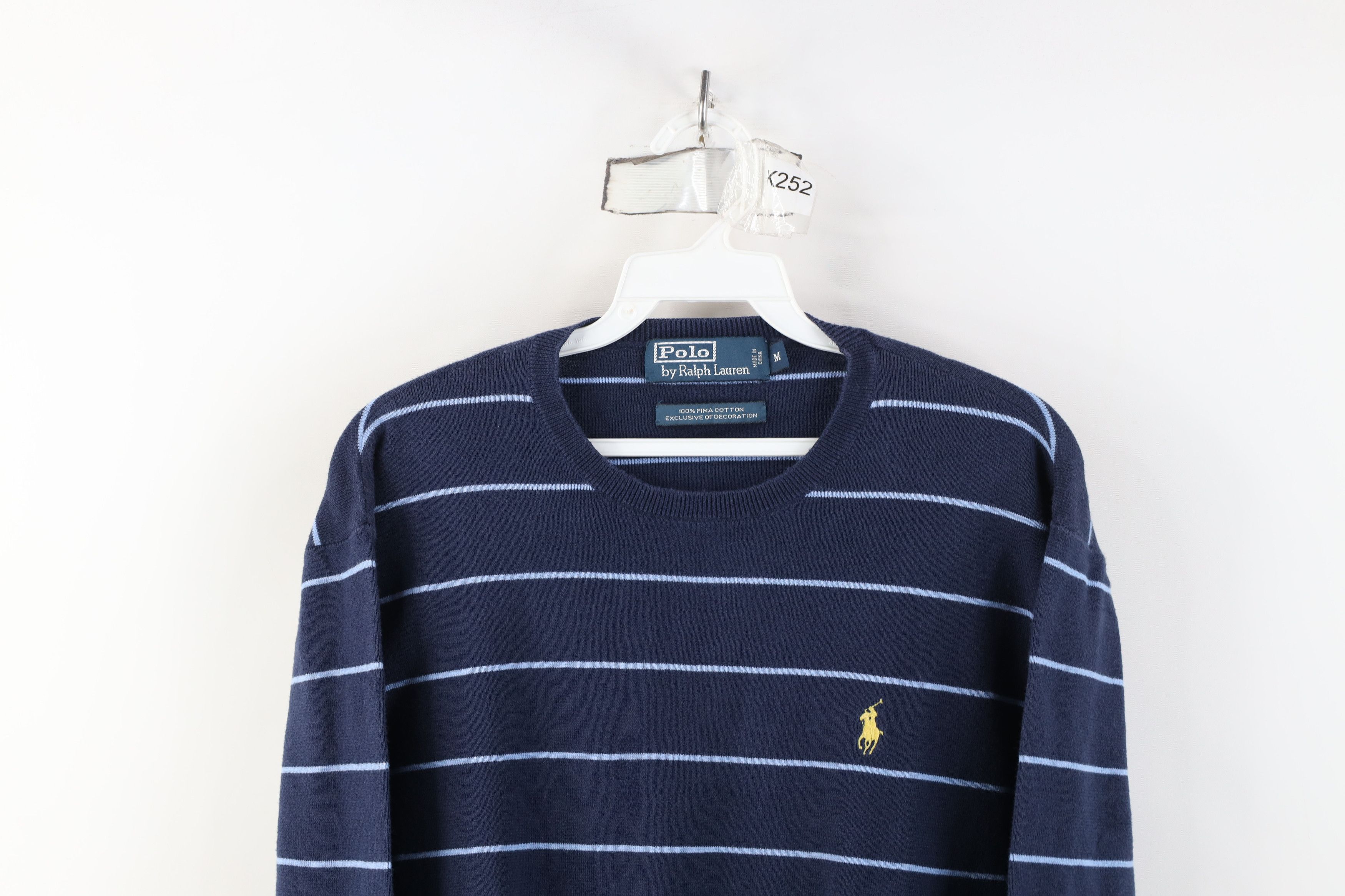 Polo Ralph Lauren Vintage 90s Ralph Lauren Striped Pima Cotton Knit Sweater Size US M / EU 48-50 / 2 - 2 Thumbnail
