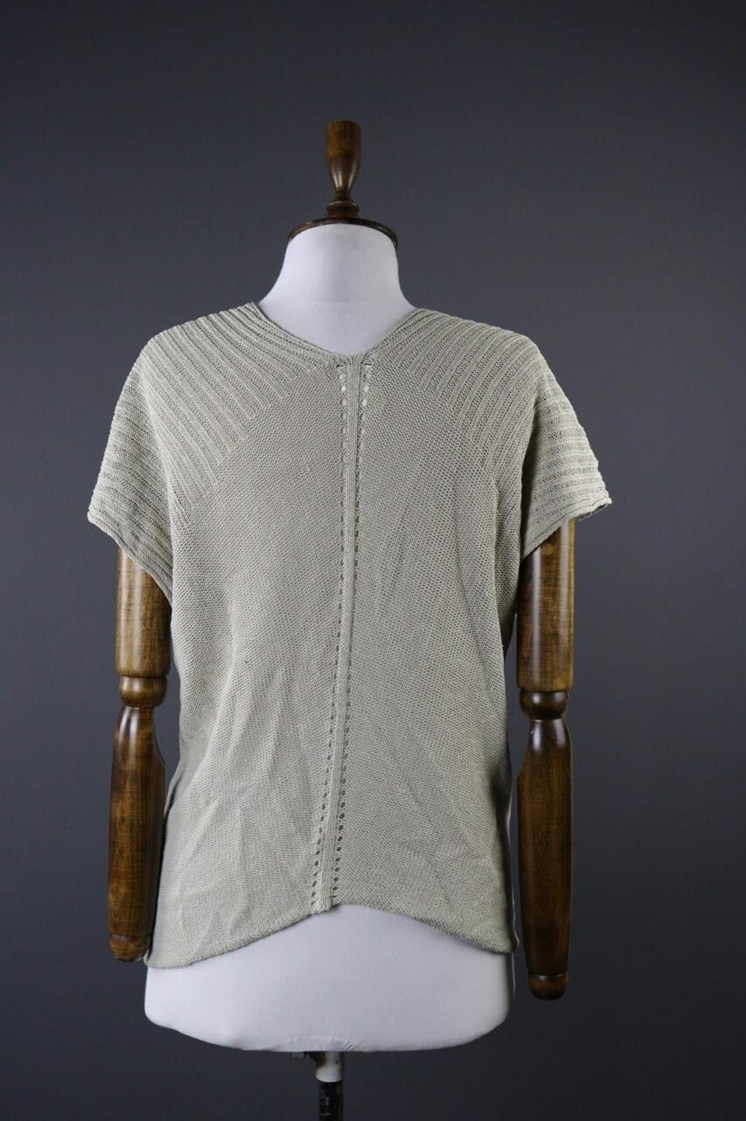 Designer Sarah Pacini Beige Linen Knit Wrap Top Shirt One Size Size ONE SIZE - 6 Thumbnail