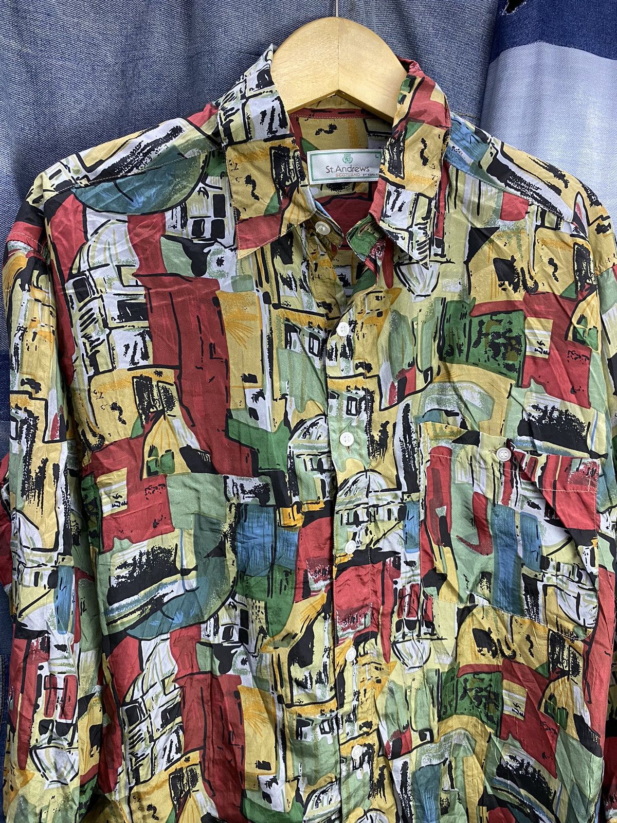 Designer × Vintage Vintage silk shirt st Andrews Size US L / EU 52-54 / 3 - 4 Thumbnail