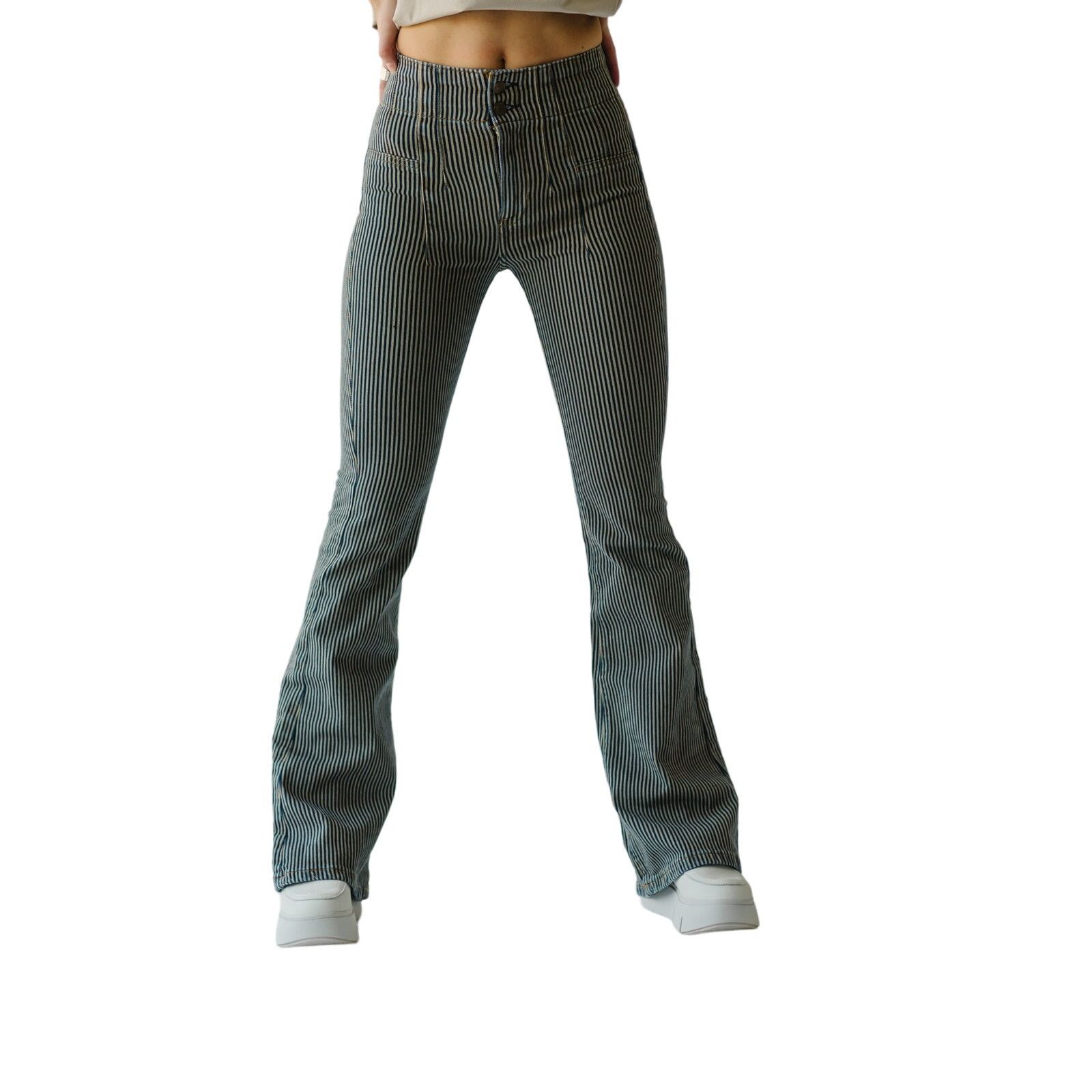 Free People $98 MSRP-Free People Jayde Railroad Flare Jeans-Sz 27 - NWOT Size 27" / US 4 / IT 40 - 7 Thumbnail