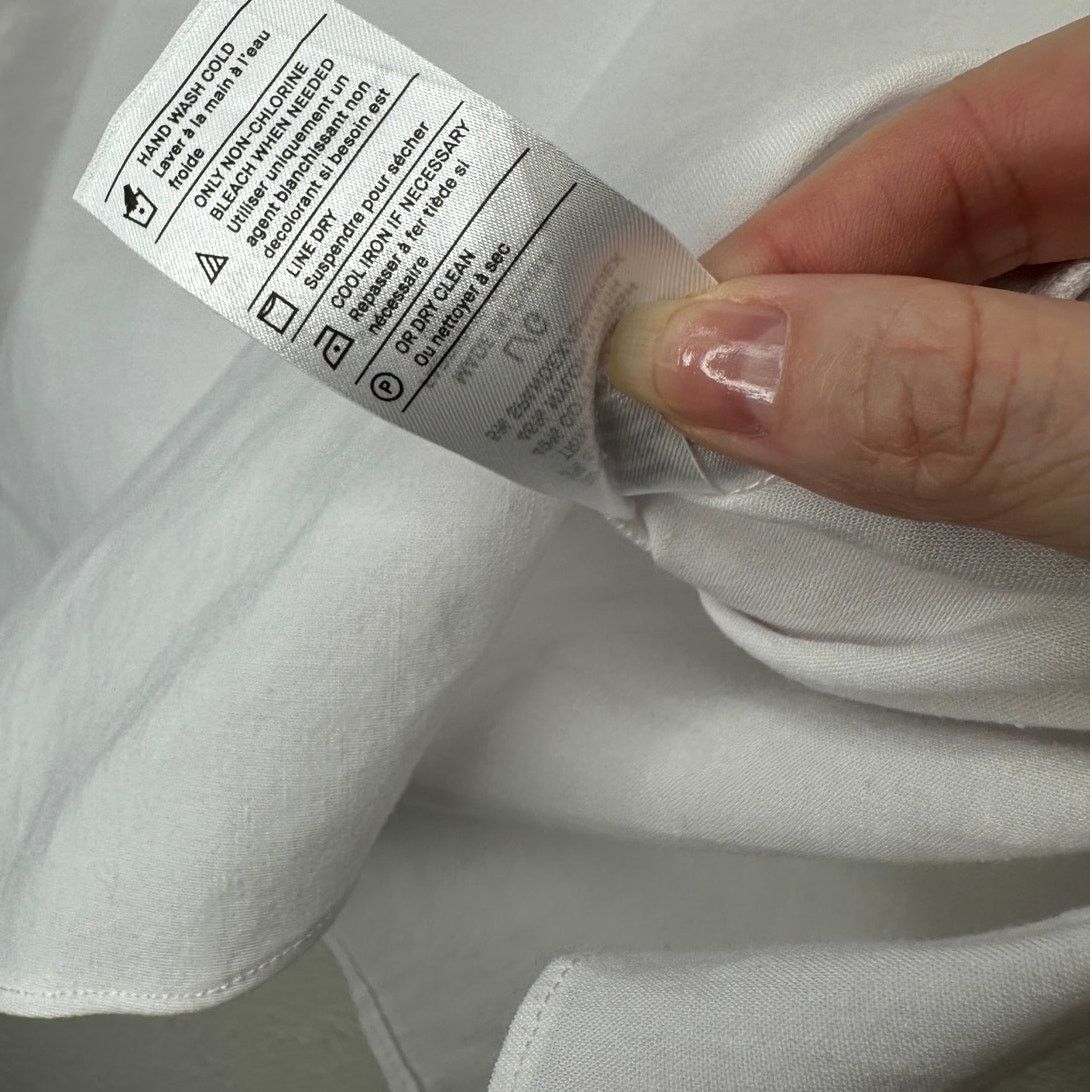 Vince Vince White Linen Round Neck Cap Sleeve Side Slit Tee Top L Size L / US 10 / IT 46 - 9 Thumbnail