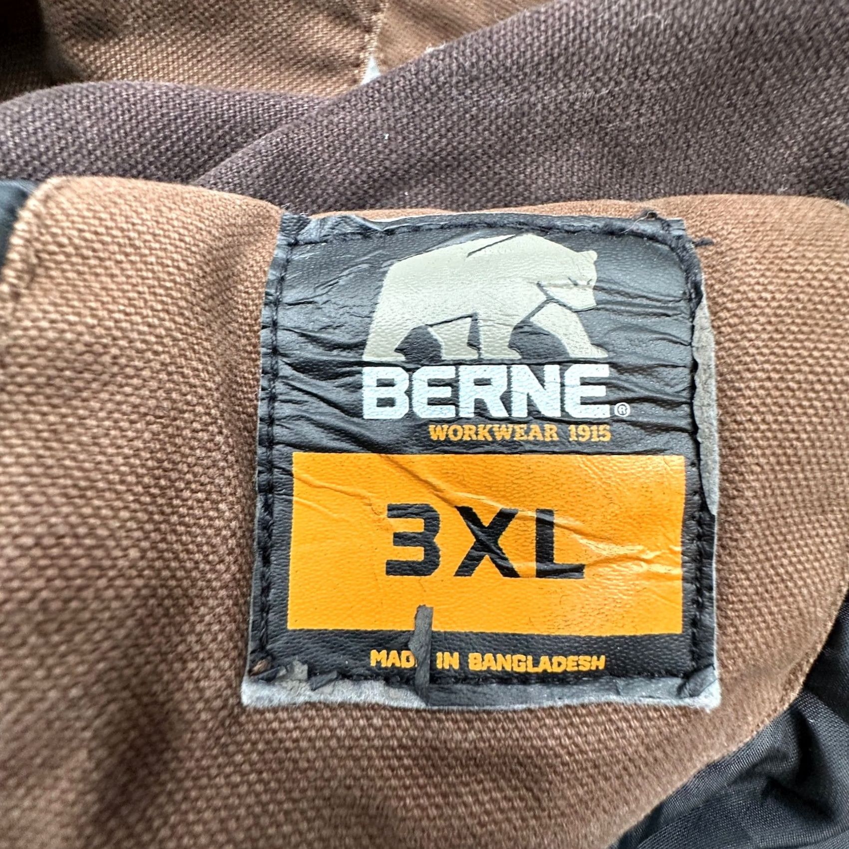 Vintage Berne Heartland Washed Chore Coat Jacket Mens 3XL Duck Canvas Quilt Lined CH377BB Brown Workwear Overcoat Zip Mens Bowed to: 3XL shows Chest 63 in Size US XXL / EU 58 / 5 - 3 Thumbnail