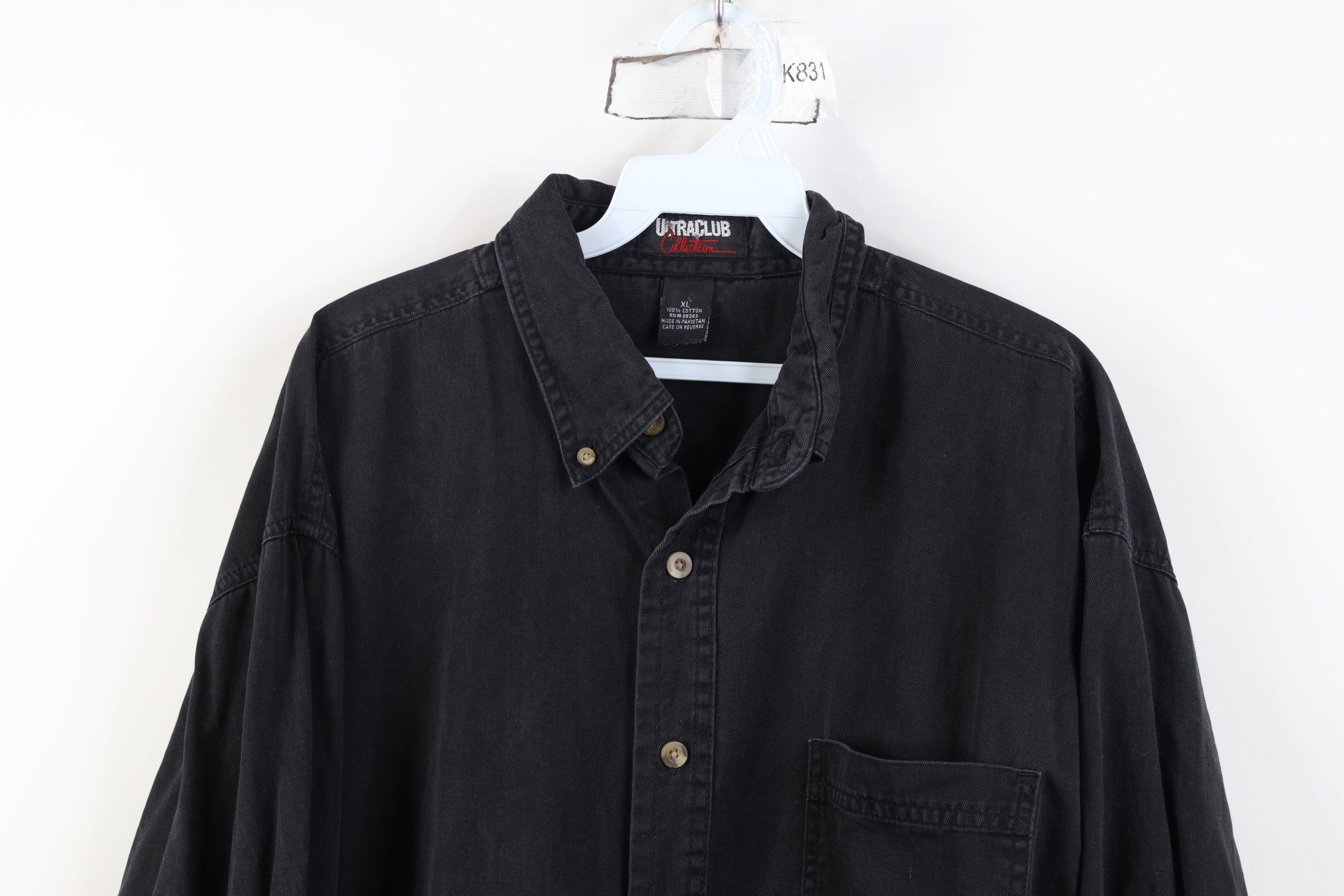 Vintage Vintage 90s Streetwear Cotton Twill Button Down Shirt Black Size US XL / EU 56 / 4 - 2 Thumbnail