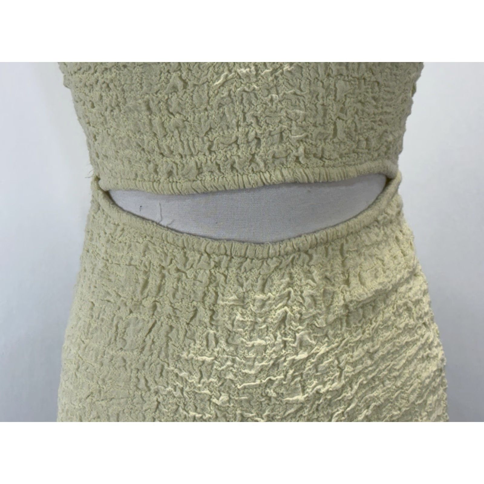 Free People Free People Textured Mini Dress X-Small Green Waist Cutout Club Stretch Size XS / US 0-2 / IT 36-38 - 6 Thumbnail