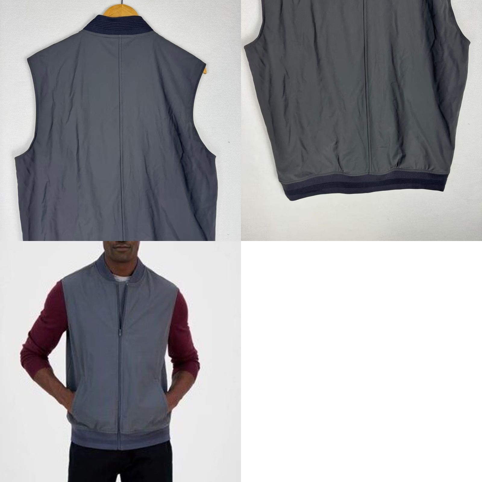 Alfani Alfani Alfatech Bomber Vest Mens M Ebony Grey Full Zip Stretch Size US M / EU 48-50 / 2 - 9 Thumbnail