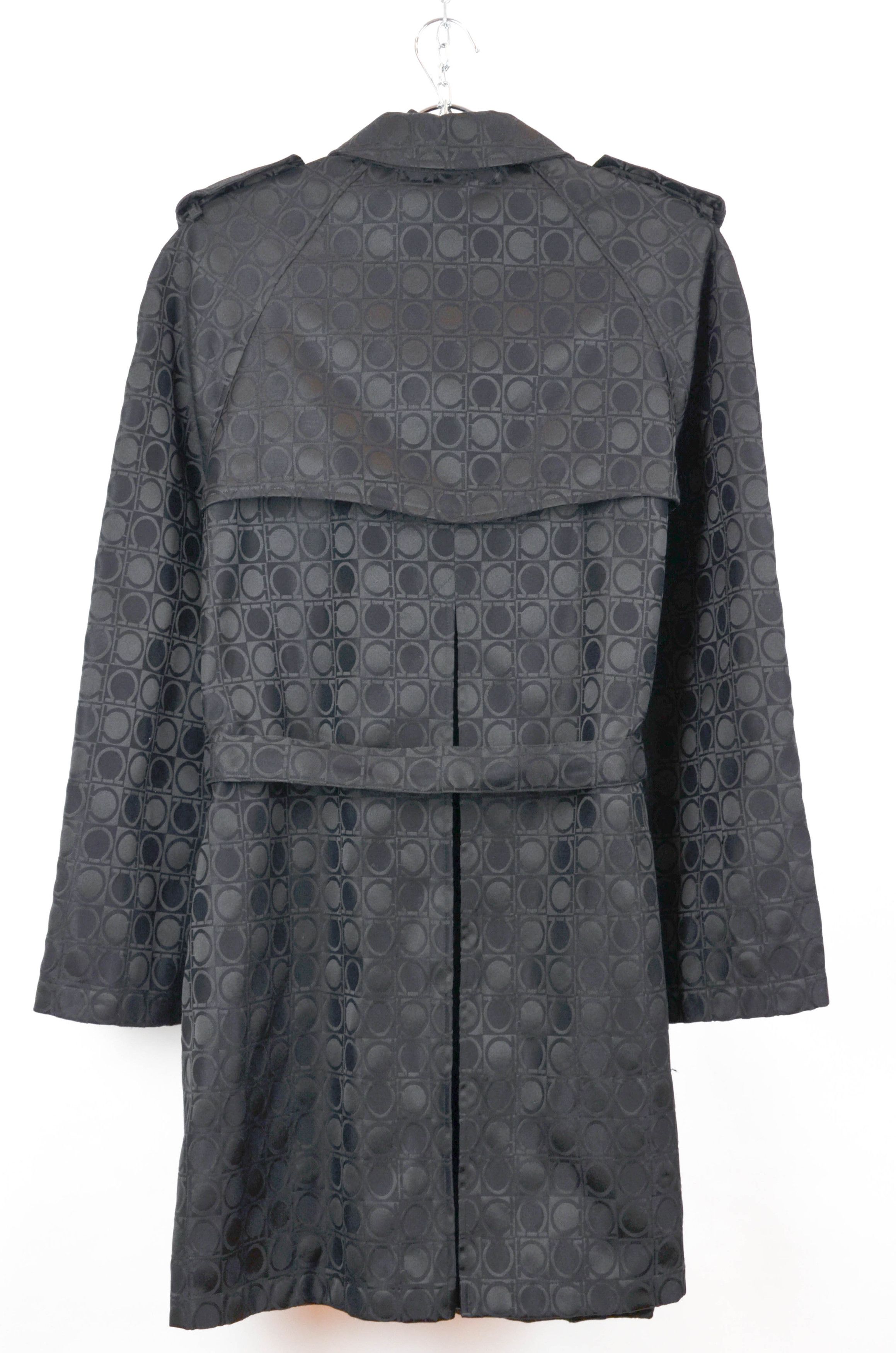 Salvatore Ferragamo Salvatore Ferragamo Black Gancini Jacquard Trench Coat Size XL / US 12-14 / IT 48-50 - 2 Thumbnail