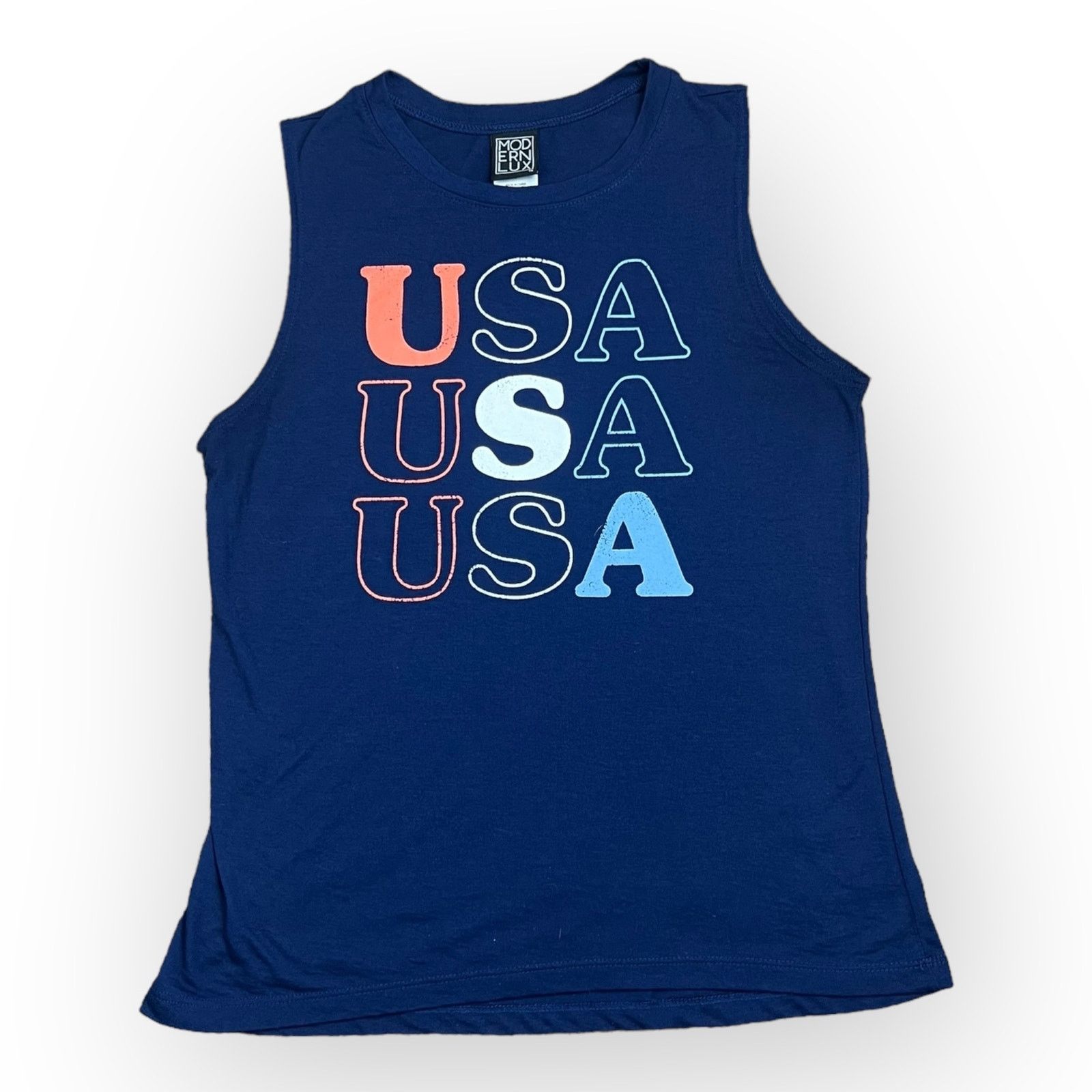 Nordstrom Modern Lux Navy Tank Top with USA Graphic Small Size S / US 4 / IT 40 - 2 Thumbnail