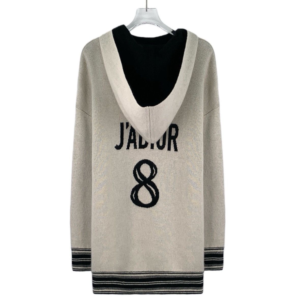 Dior Dior Beige Letter Intarsia Cashmere Hooded Knit Coat K26WX Size XXS / US 00 / IT 34 - 1 Thumbnail