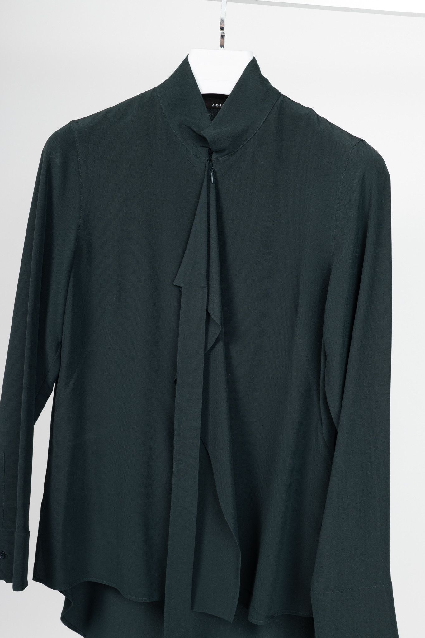 Akris Akris Green Silk-Crepe Draped Blouse Size M / US 6-8 / IT 42-44 - 3 Thumbnail