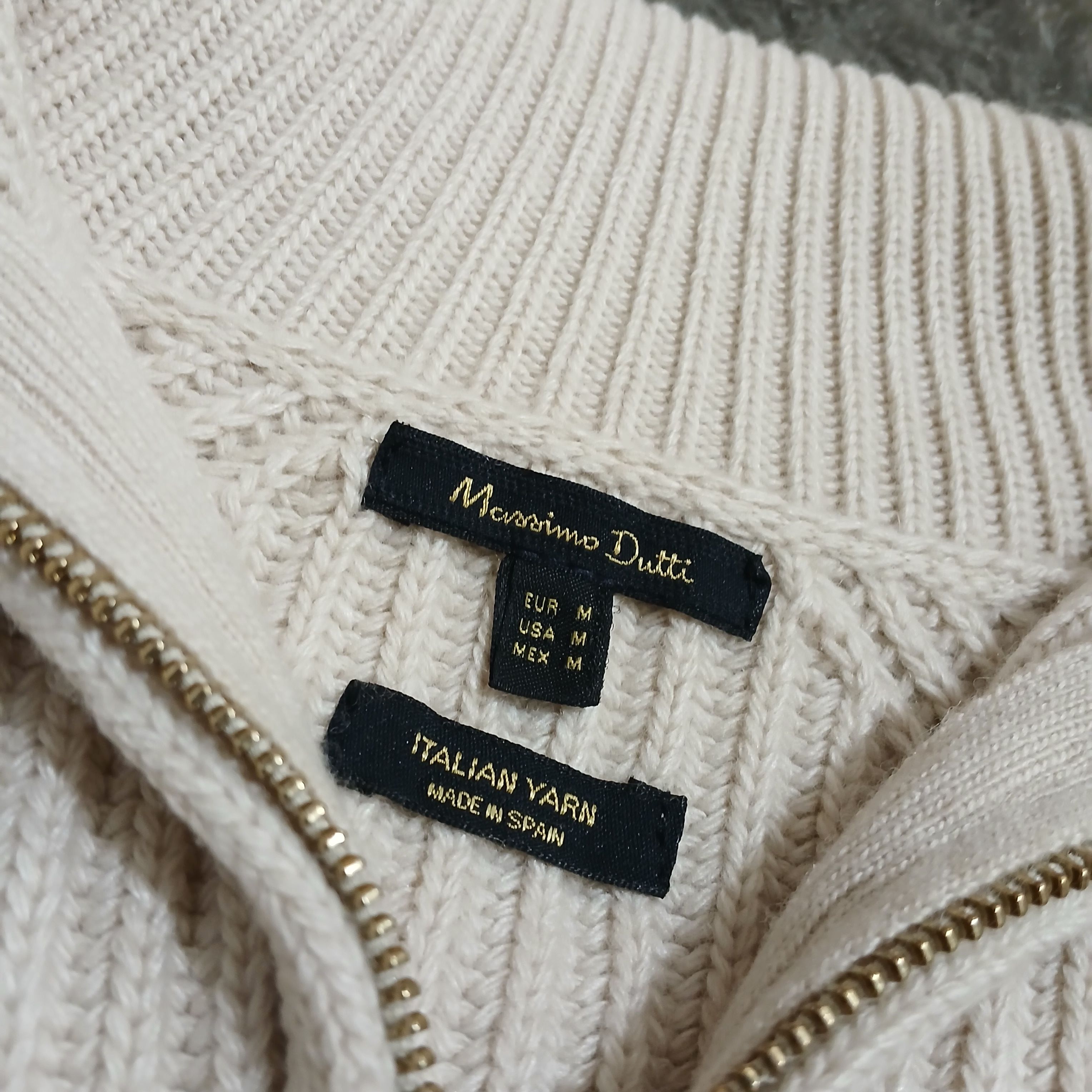 Massimo Dutti Massimo Dutti Double Zipper Knit Cream Sweater Size M / US 6-8 / IT 42-44 - 10 Thumbnail