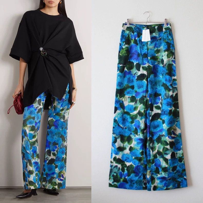 Dries Van Noten dries van noten Floral wide-leg pants Size US 34 / EU 50 - 2 Thumbnail