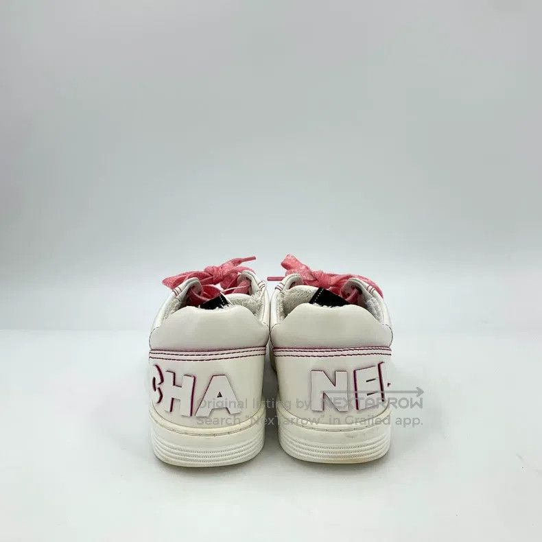 Chanel Chanel White and pink colour-matched plush casual sneakers Size US 6.5 / IT 36.5 - 4 Thumbnail