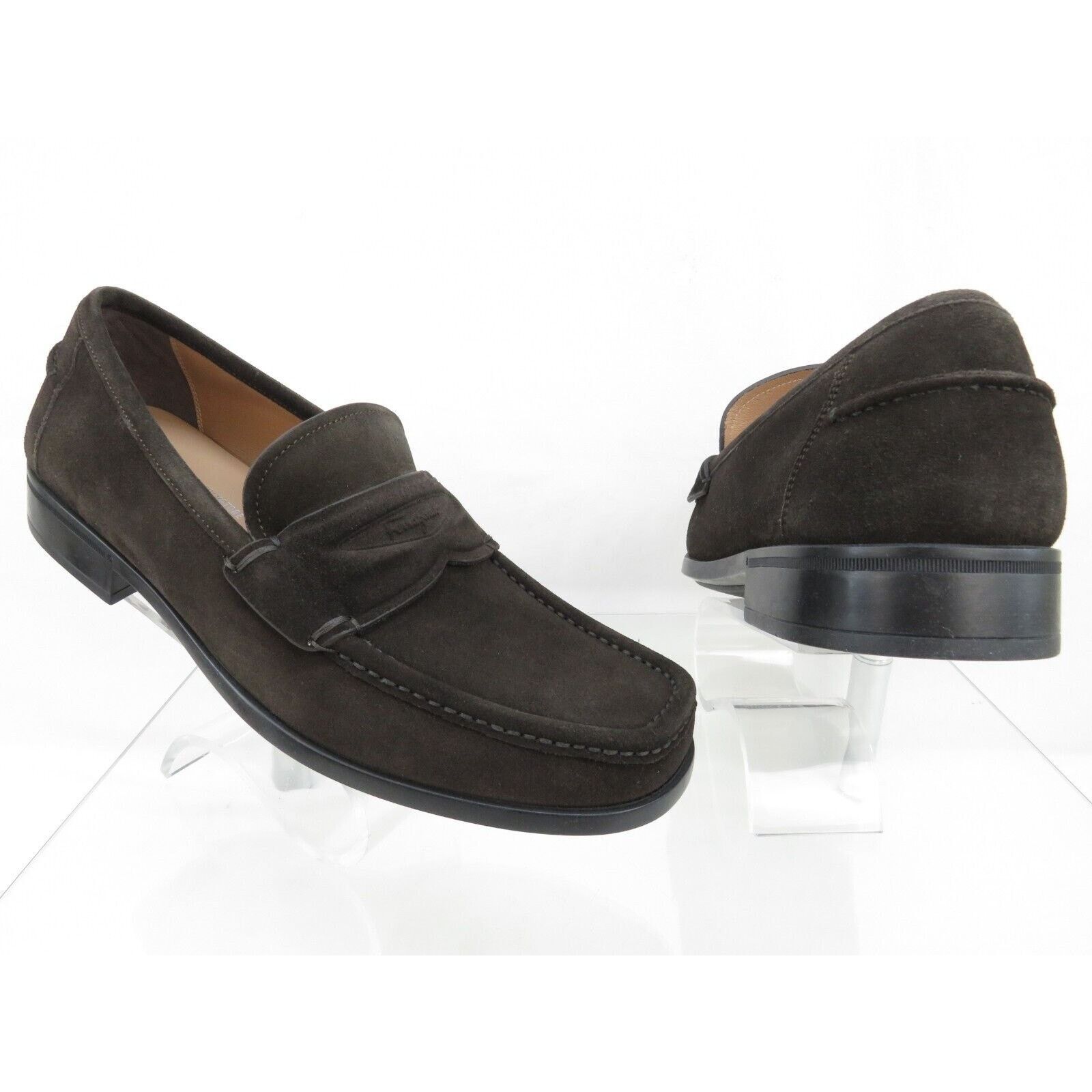 Salvatore Ferragamo LANZAROTE HICKORY BROWN SUEDE MOCCASIN PENNY LOAFERS 8 EE Size US 8 / EU 41 - 9 Thumbnail