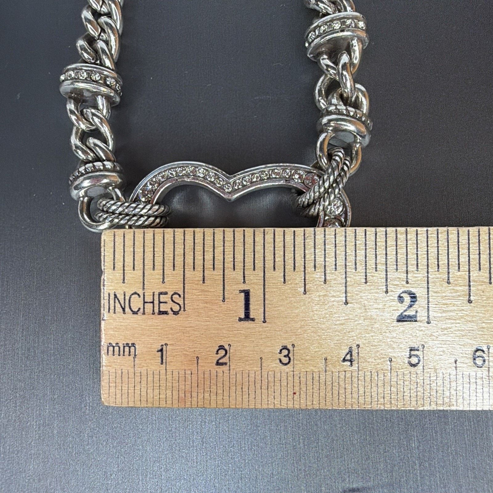 Brighton Brighton Silver Tone Chunky Chain Pave Open Heart Necklace Size ONE SIZE - 5 Thumbnail
