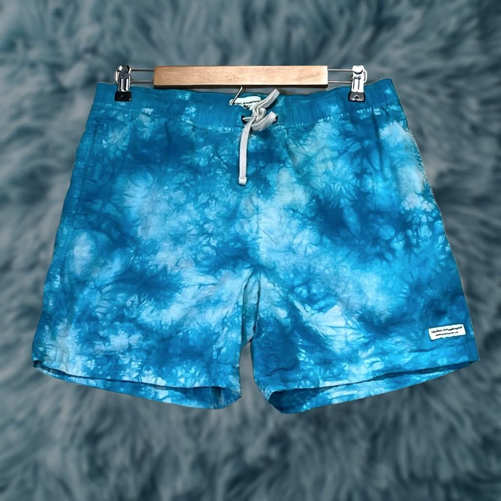 Vintage Modern Amusement Blue Drawstring Swim Shorts Men's Medium Size US 31 - 1 Thumbnail