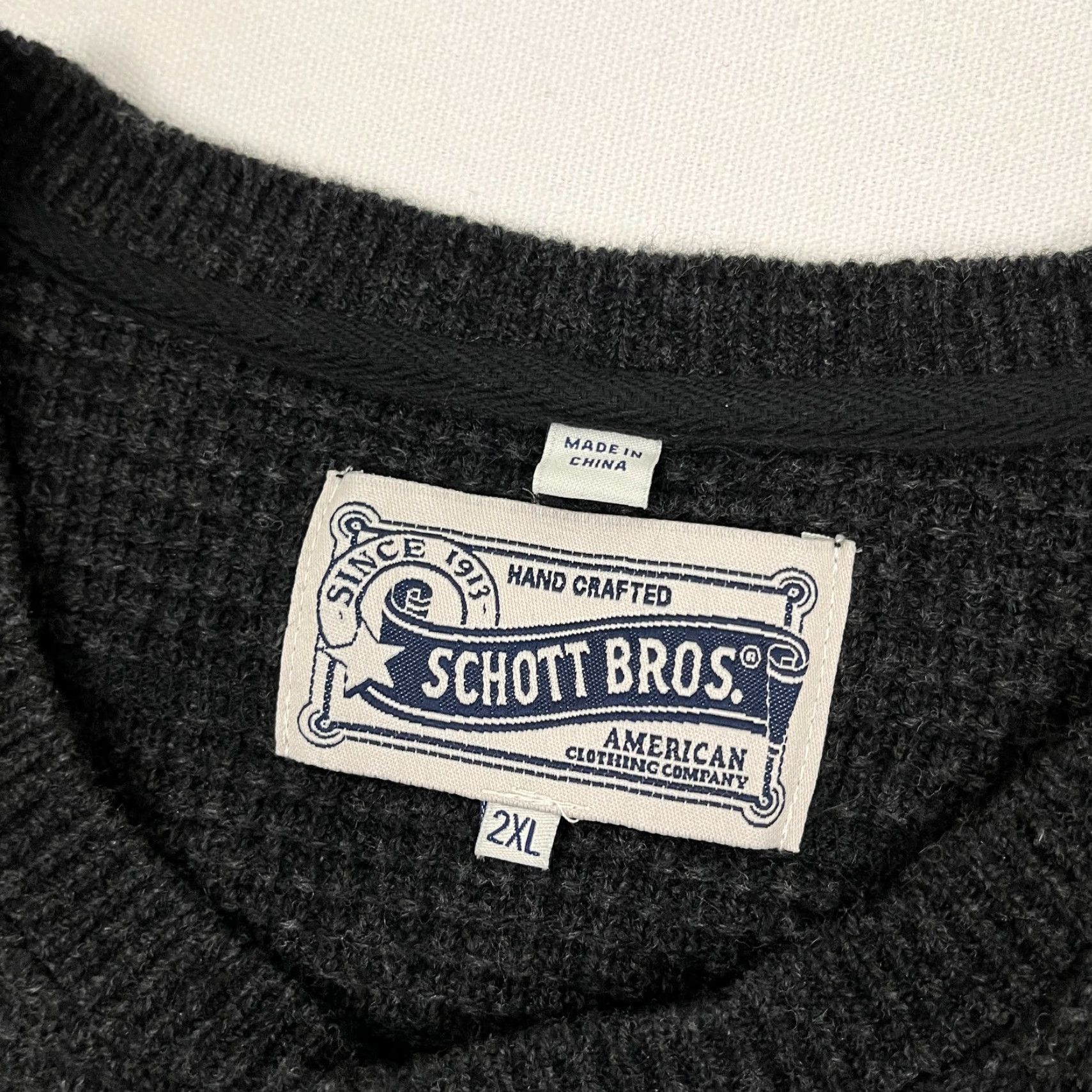 Schott Schott NYC Wool Sweater Mens 2XL Charcoal Gray Waffle-Knit Henley Pullover Pullover Knit Shirt Jackets & Coats? Size US XXL / EU 58 / 5 - 2 Thumbnail